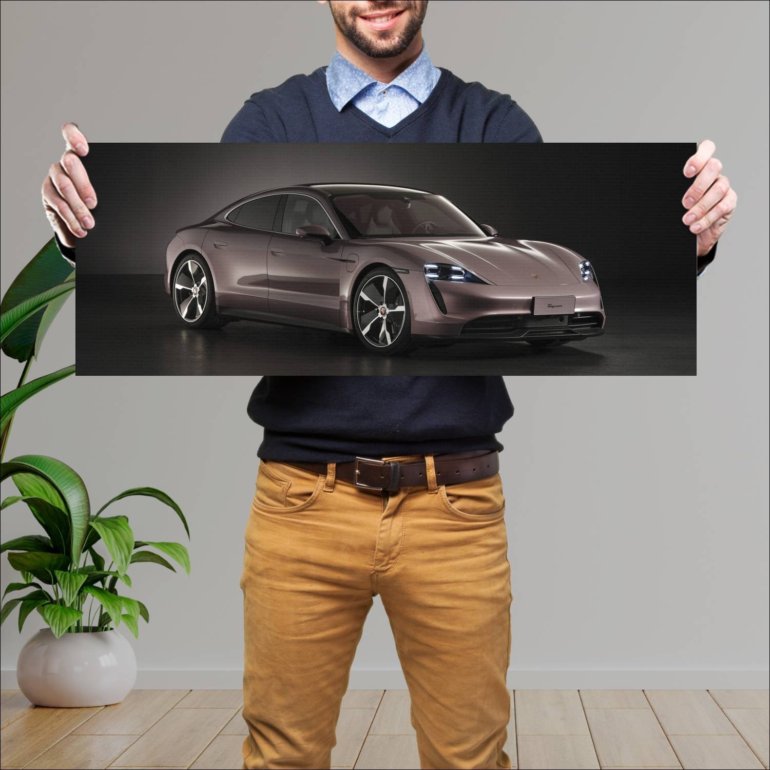 Cuadro grande 30x80cm 2020 porsche taycan auto 424 Porsche
