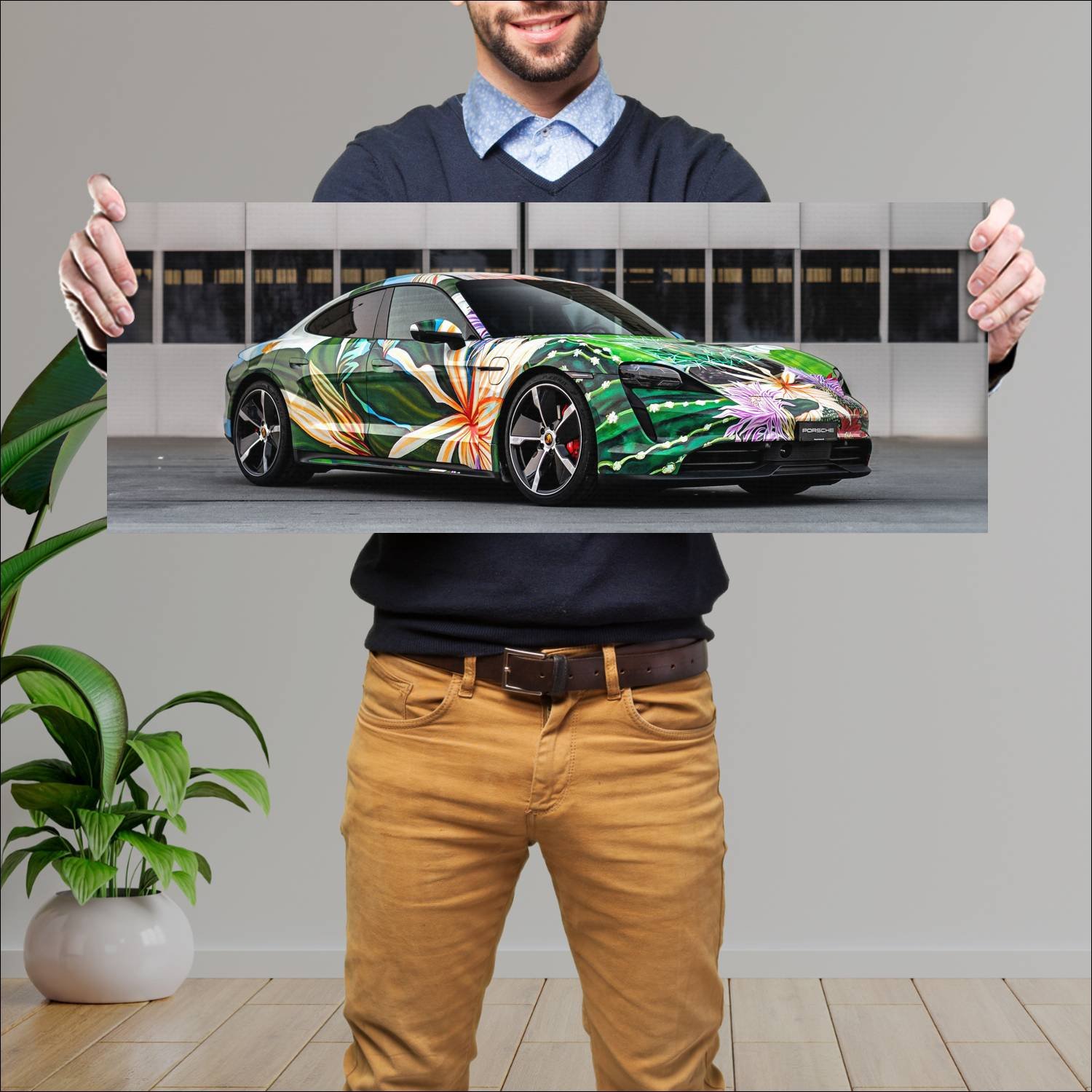Cuadro grande 30x80cm 2020 porsche taycan s art ca 425 Porsche