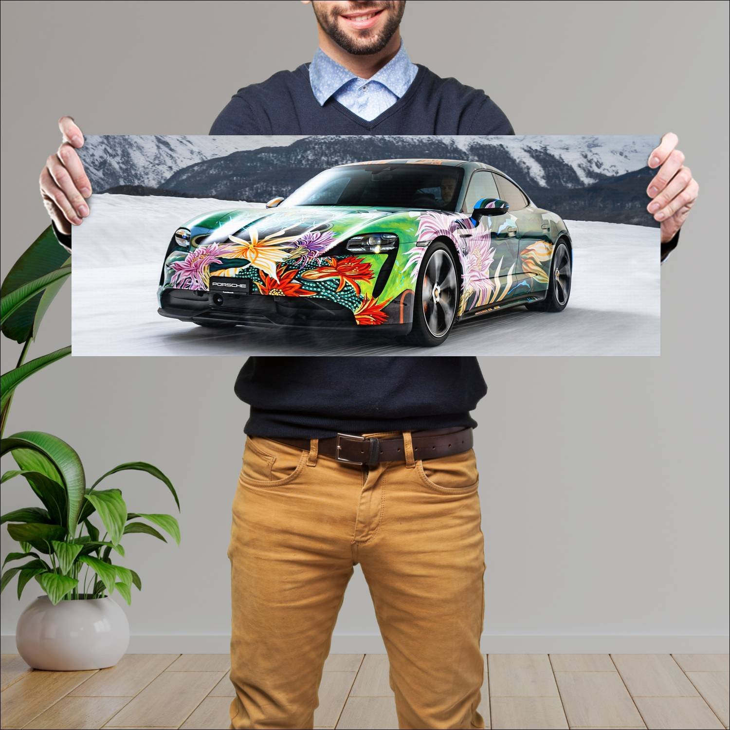 Cuadro grande 30x80cm 2020 porsche taycan s art ca 426 Porsche