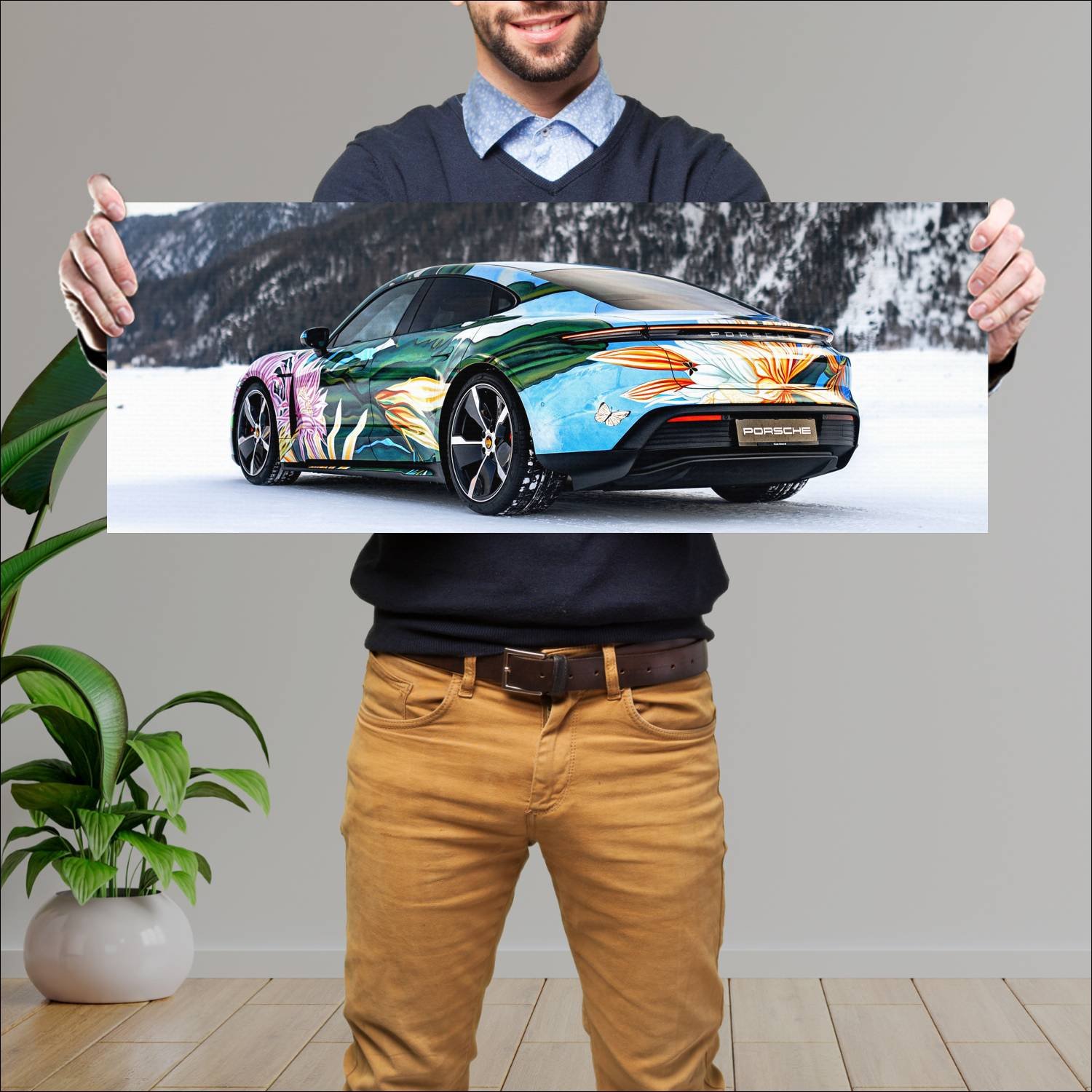 Cuadro grande 30x80cm 2020 porsche taycan s art ca 427 Porsche