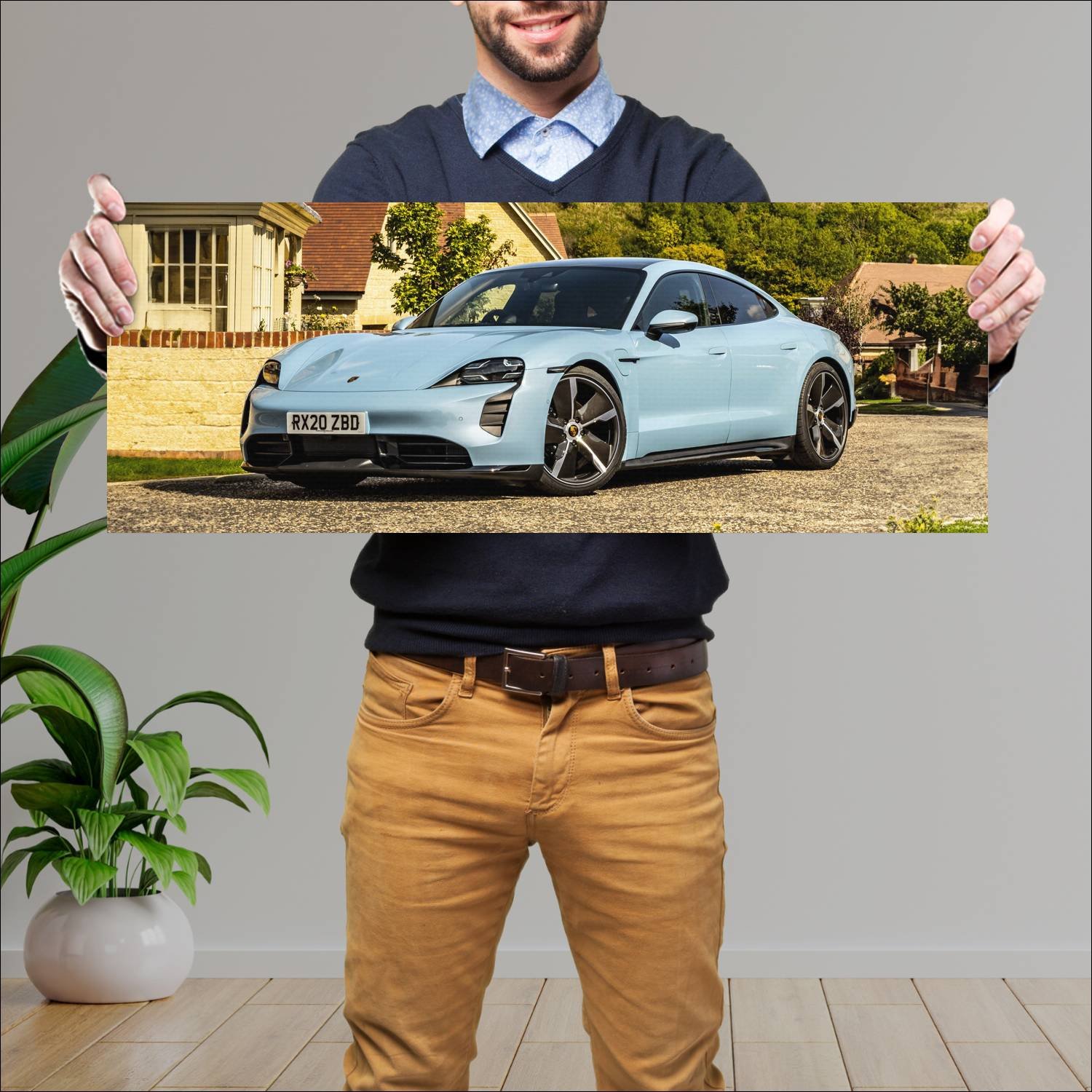 Cuadro grande 30x80cm 2020 porsche taycan s uk 102 428 Porsche