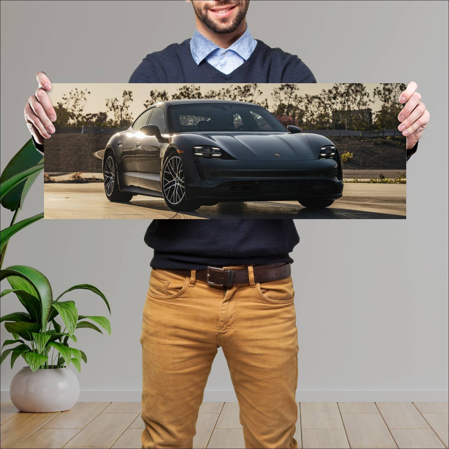 Cuadro grande 30x80cm 2020 porsche taycan s us 990 429 Porsche