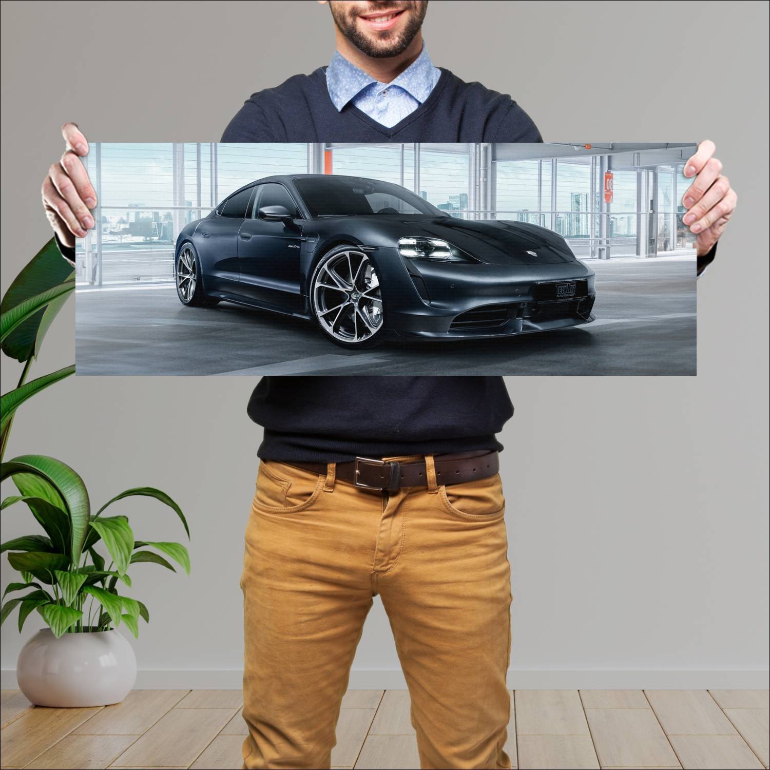 Cuadro grande 30x80cm 2020 porsche taycan turbo by 430 Porsche