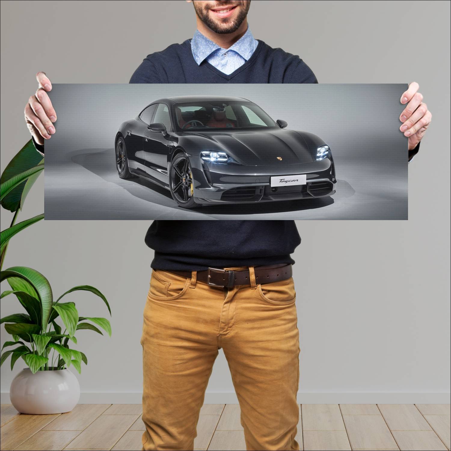 Cuadro grande 30x80cm 2020 porsche taycan turbo s 431 Porsche