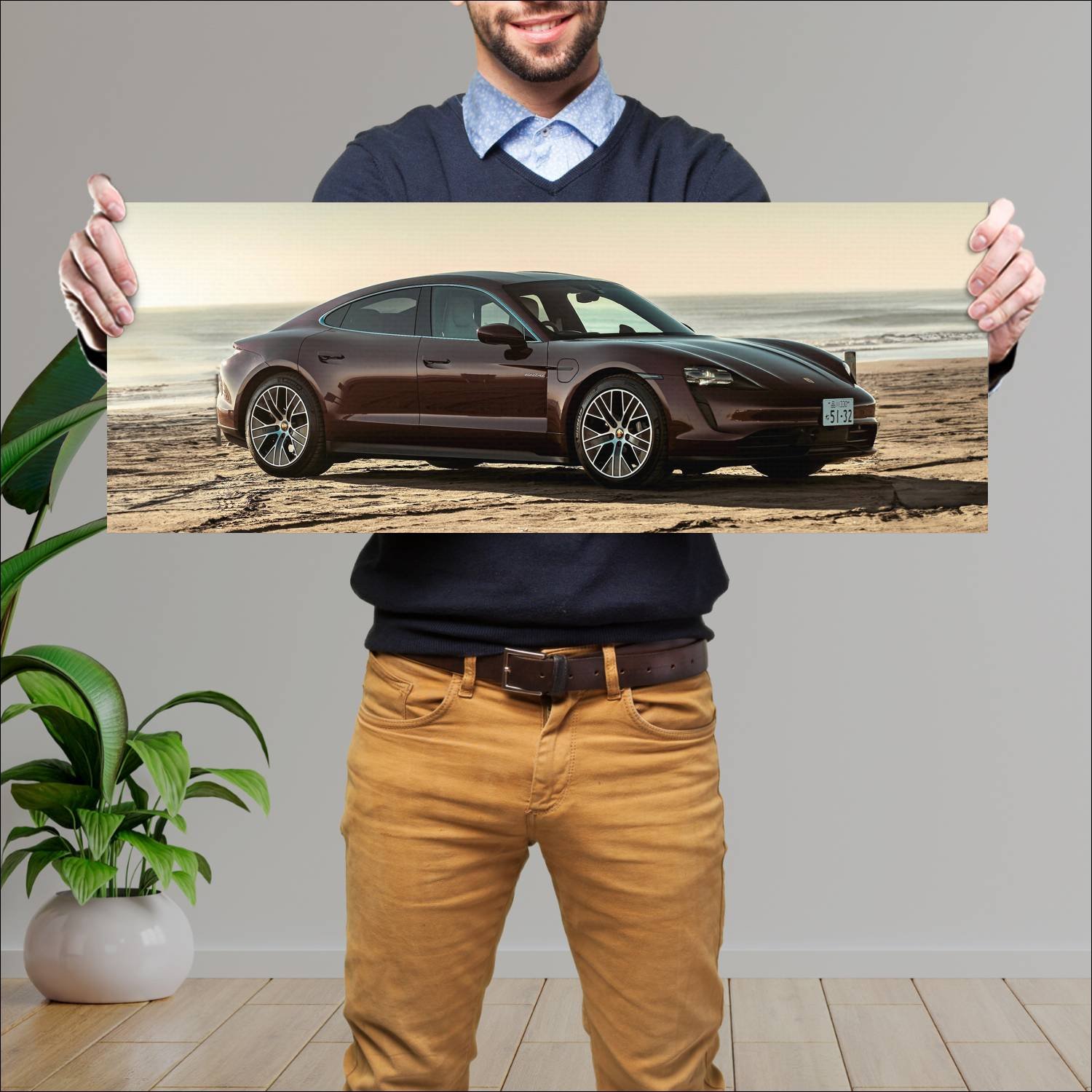Cuadro grande 30x80cm 2020 porsche taycan turbo s 432 Porsche