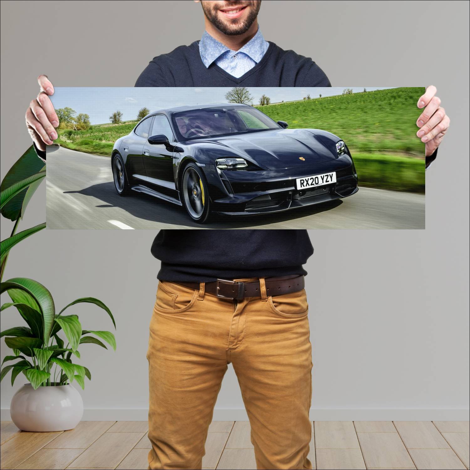 Cuadro grande 30x80cm 2020 porsche taycan turbo s 434 Porsche