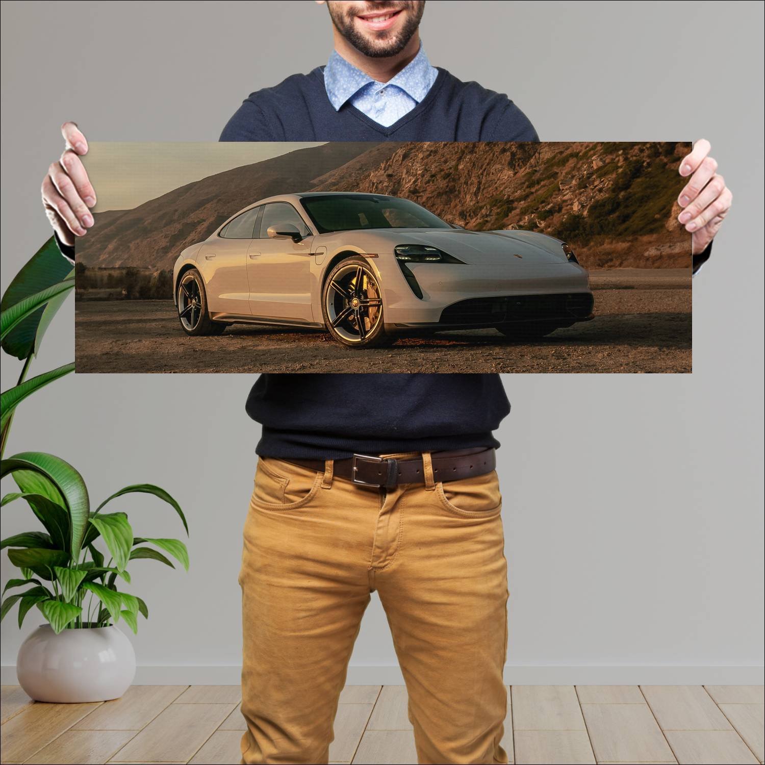 Cuadro grande 30x80cm 2020 porsche taycan turbo s 435 Porsche