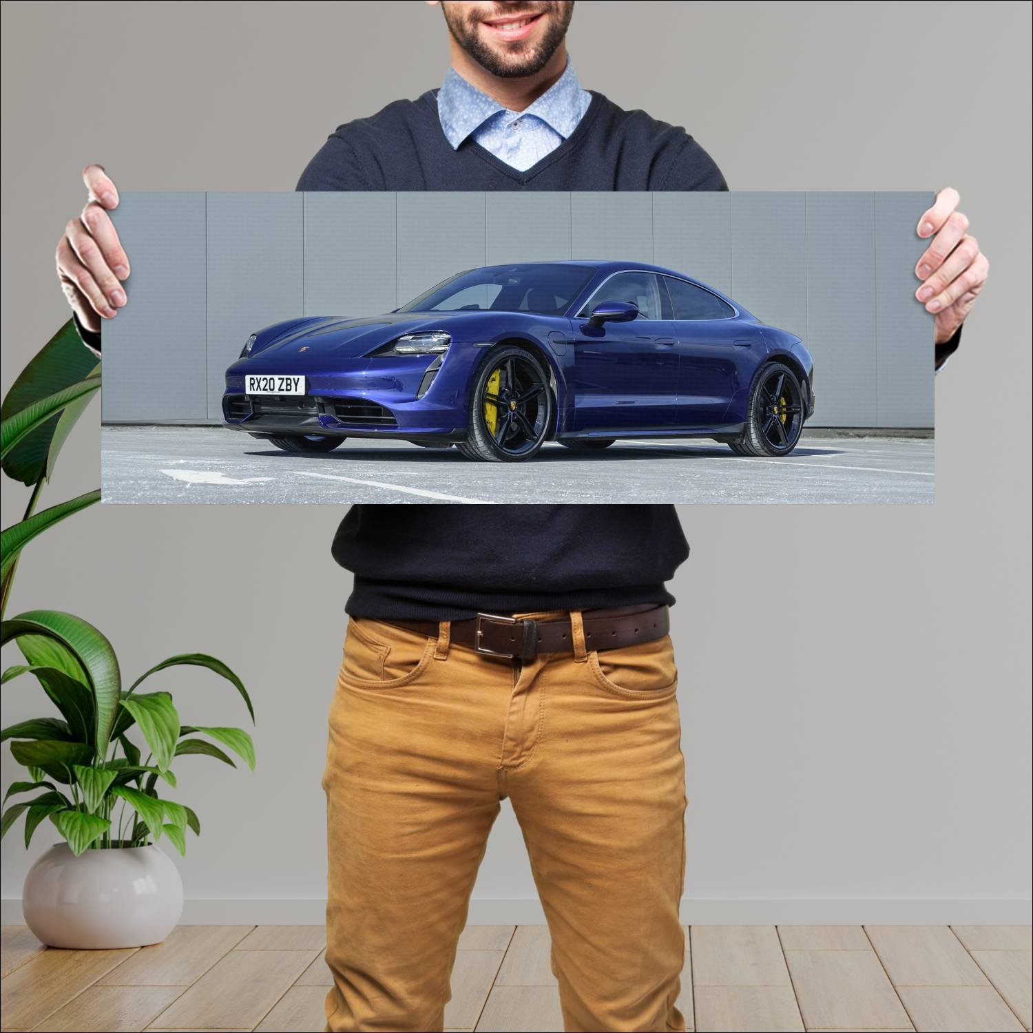 Cuadro grande 30x80cm 2020 porsche taycan turbo uk 436 Porsche