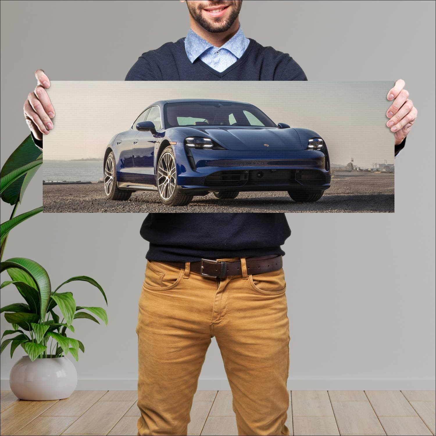 Cuadro grande 30x80cm 2020 porsche taycan turbo us 437 Porsche