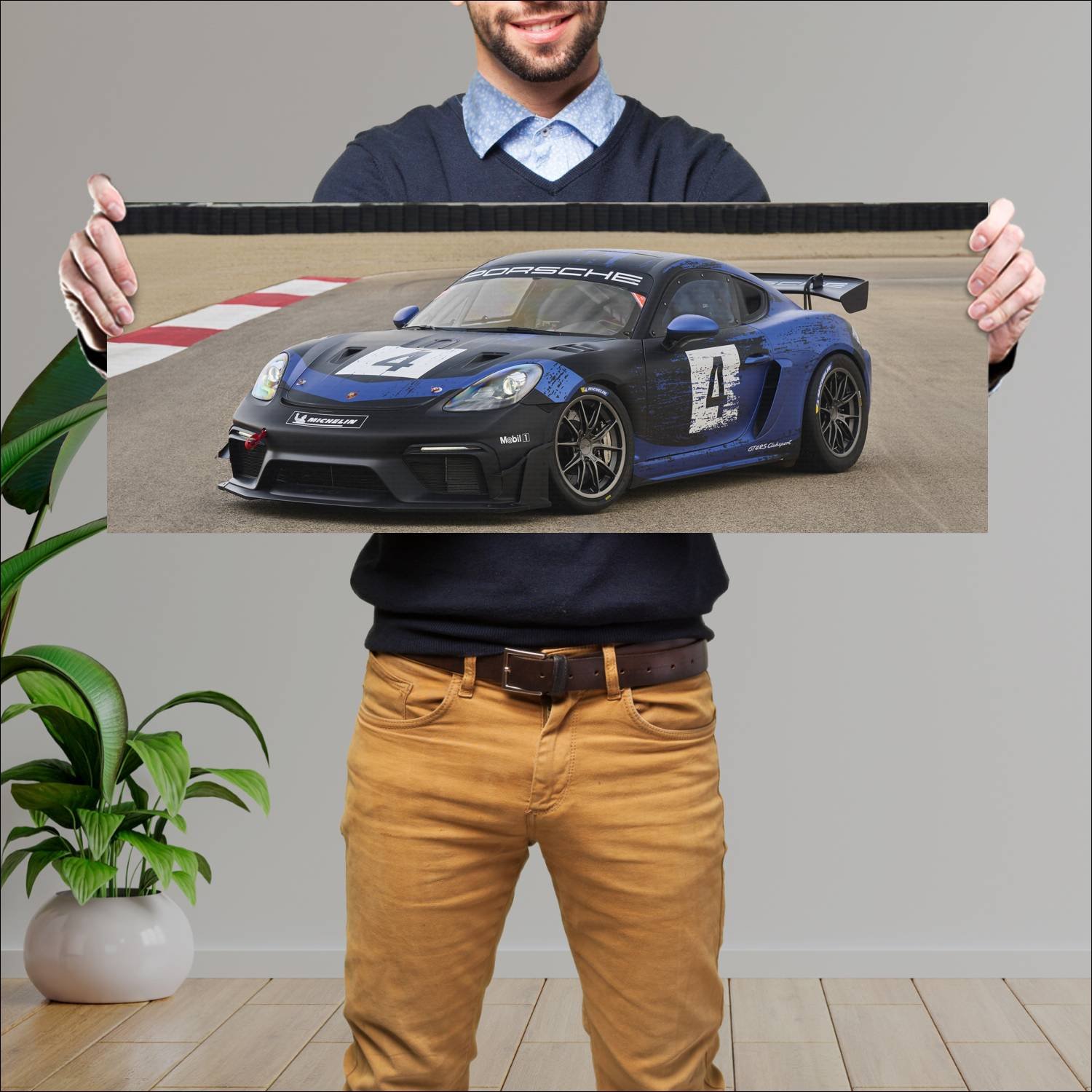Cuadro grande 30x80cm 2021 porsche 718 cayman gt4 438 Porsche