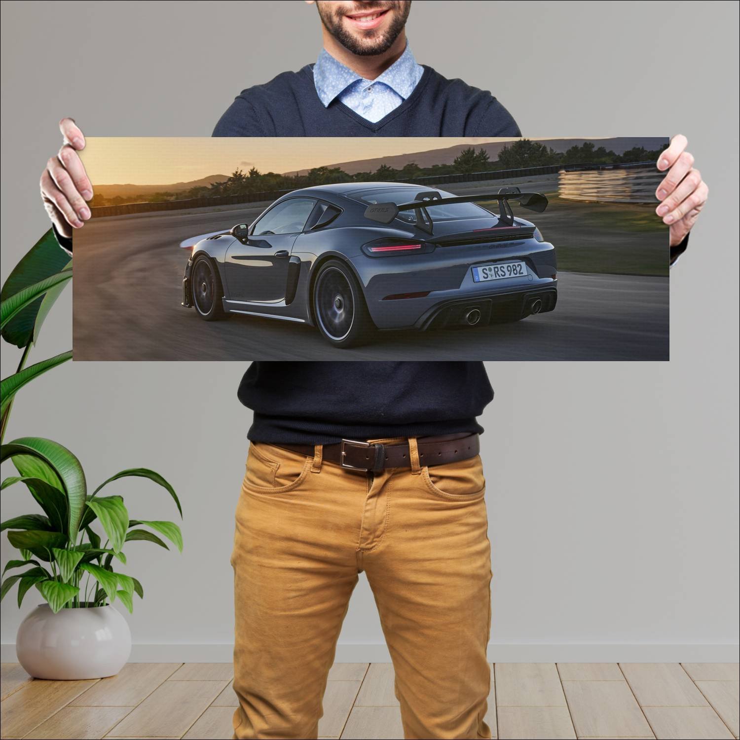 Cuadro grande 30x80cm 2021 porsche 718 cayman gt4 440 Porsche