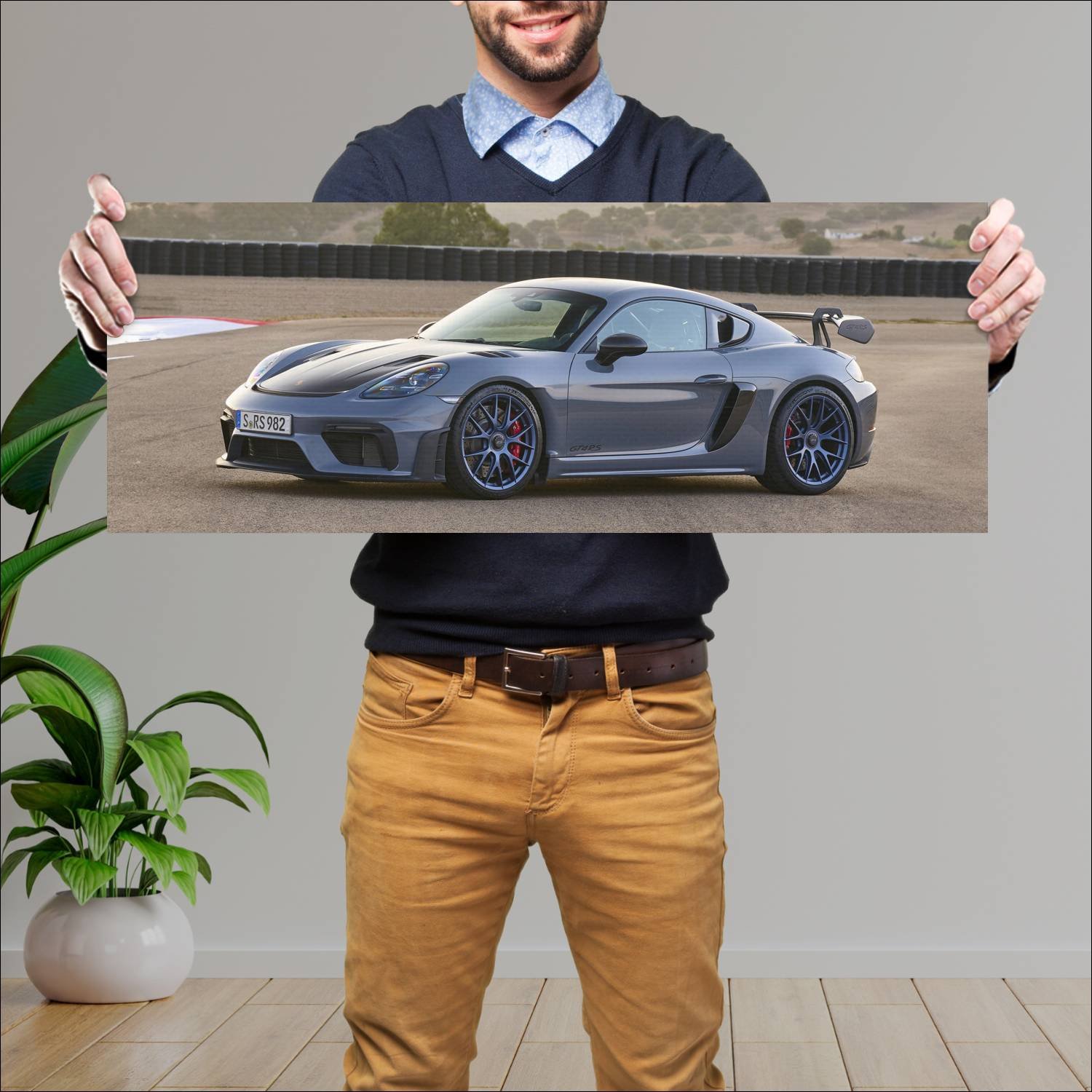 Cuadro grande 30x80cm 2021 porsche 718 cayman gt4 441 Porsche
