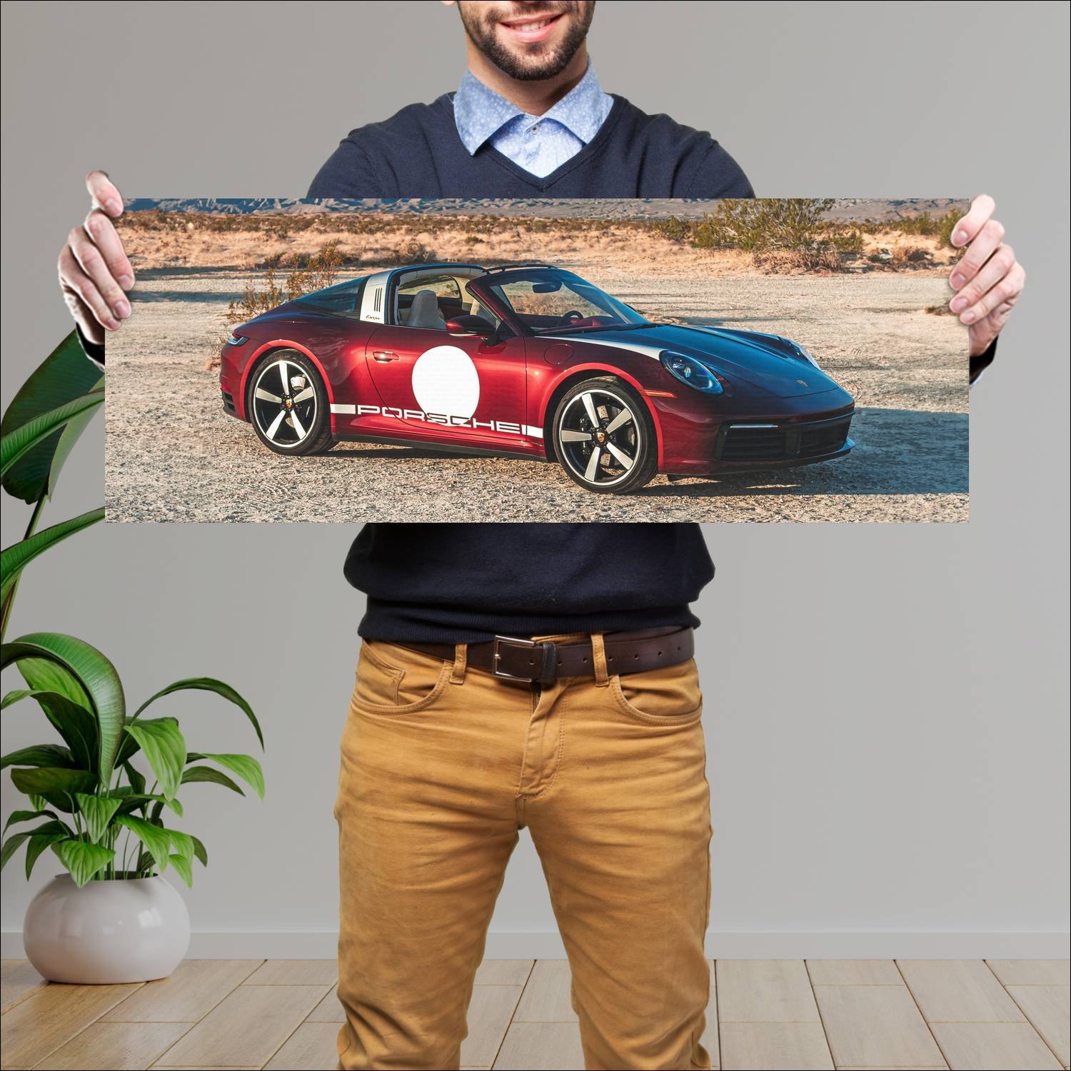 Cuadro grande 30x80cm 2021 porsche 911 targa s her 462 Porsche