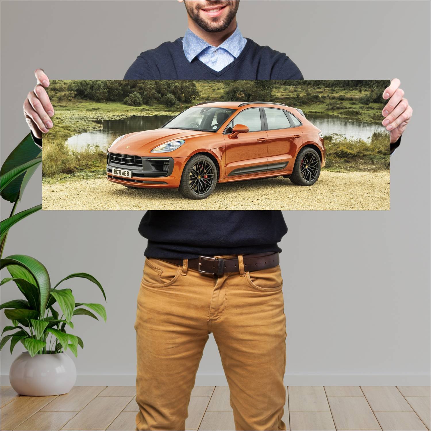 Cuadro grande 30x80cm 2021 porsche macan gts uk 10 476 Porsche