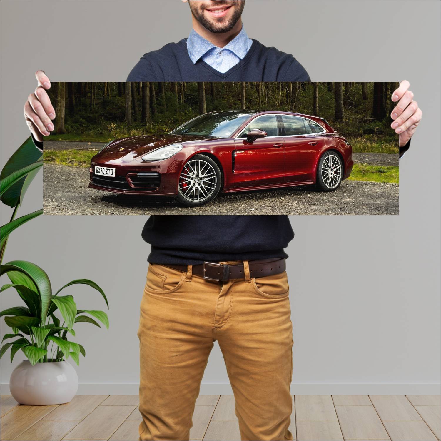 Cuadro grande 30x80cm 2021 porsche panamera s e hy 485 Porsche