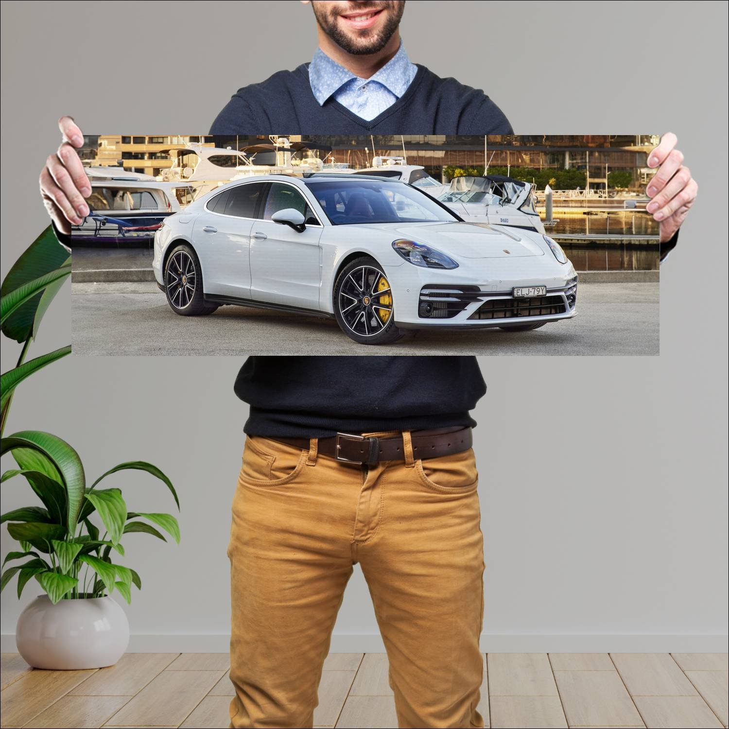 Cuadro grande 30x80cm 2021 porsche panamera turbo 488 Porsche
