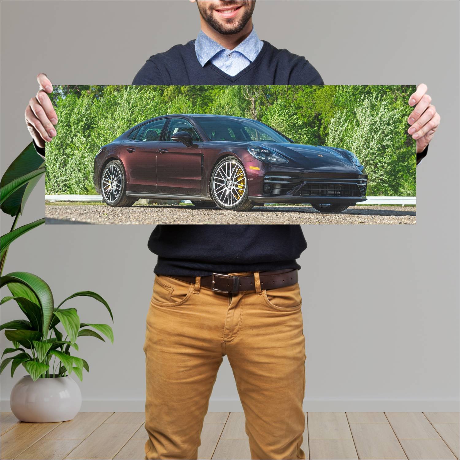 Cuadro grande 30x80cm 2021 porsche panamera turbo 490 Porsche