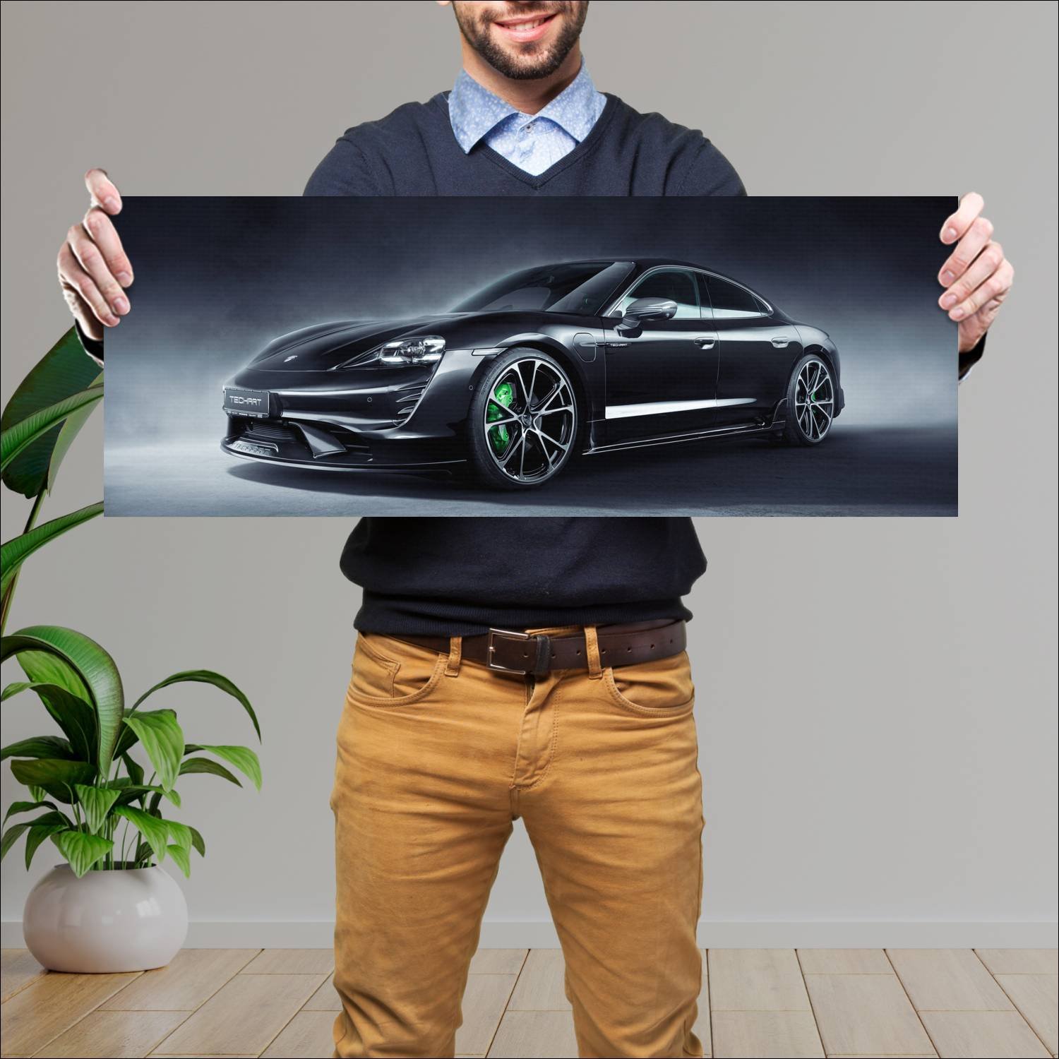 Cuadro grande 30x80cm 2021 porsche taycan aerokit 491 Porsche