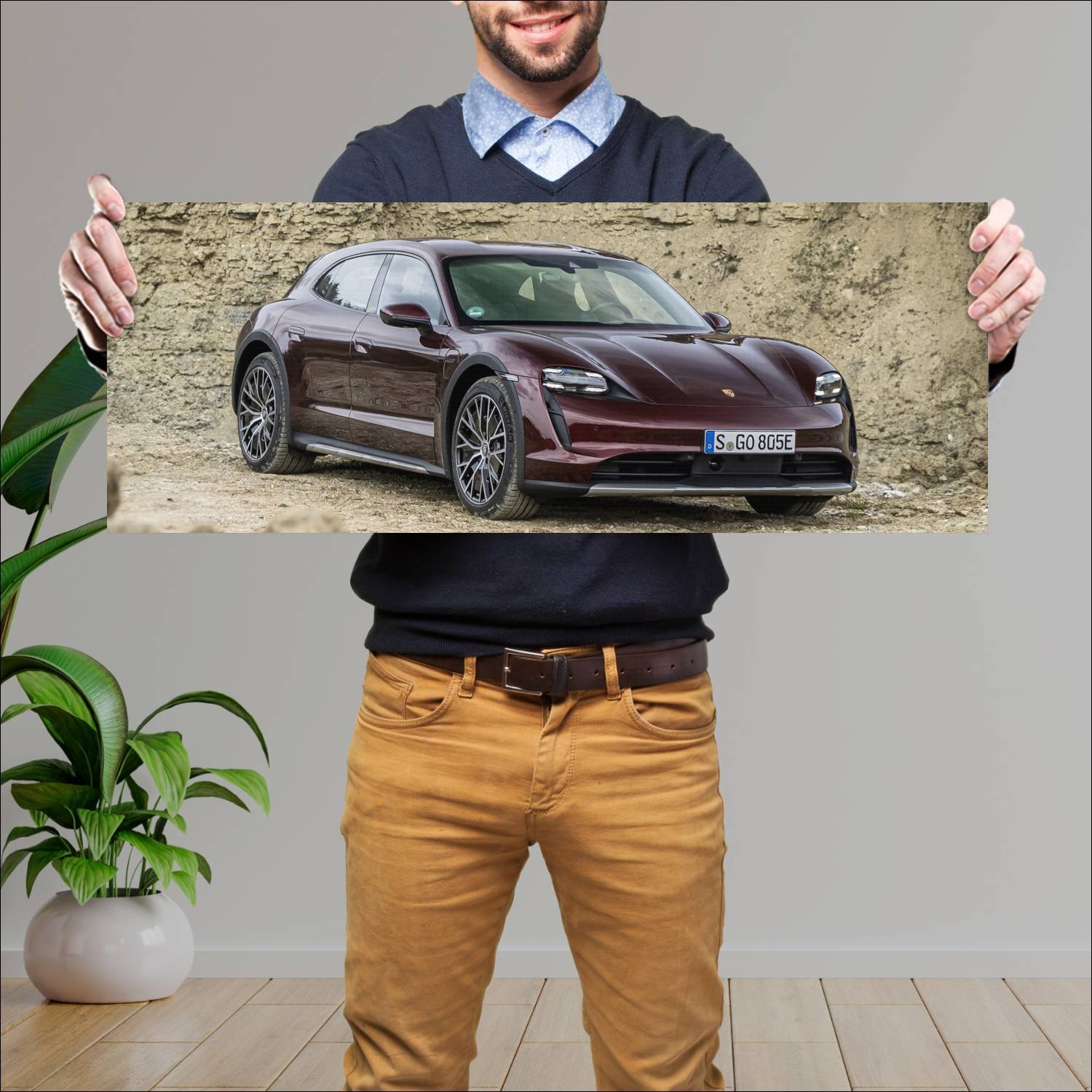 Cuadro grande 30x80cm 2021 porsche taycan cross tu 492 Porsche