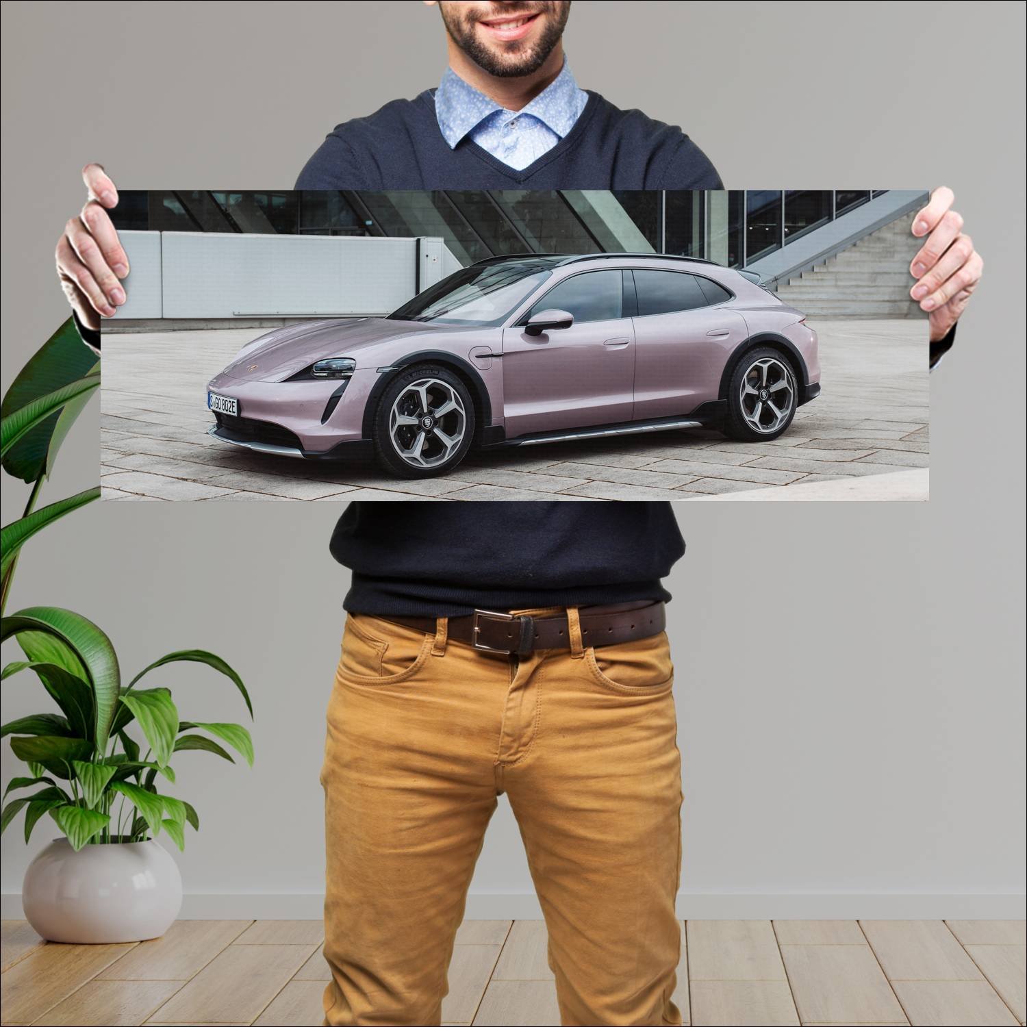 Cuadro grande 30x80cm 2021 porsche taycan cross tu 493 Porsche
