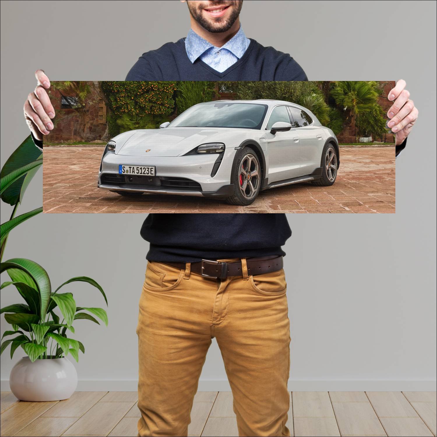 Cuadro grande 30x80cm 2021 porsche taycan s cross 497 Porsche