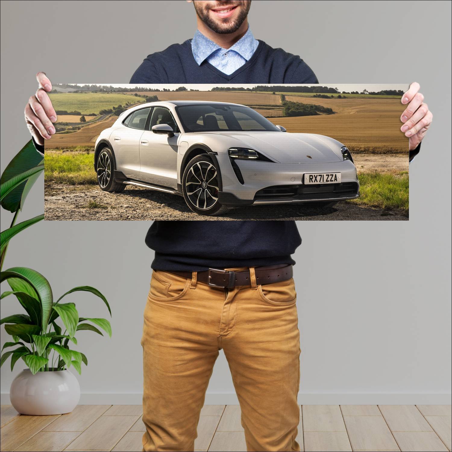 Cuadro grande 30x80cm 2021 porsche taycan s cross 501 Porsche