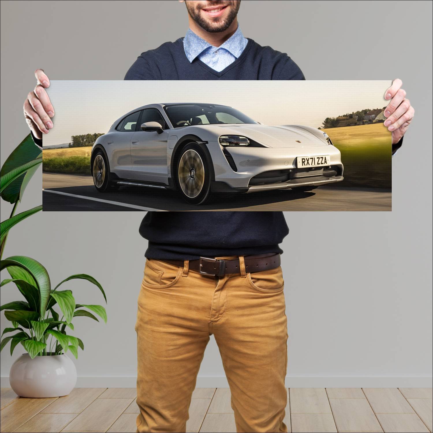 Cuadro grande 30x80cm 2021 porsche taycan s cross 502 Porsche