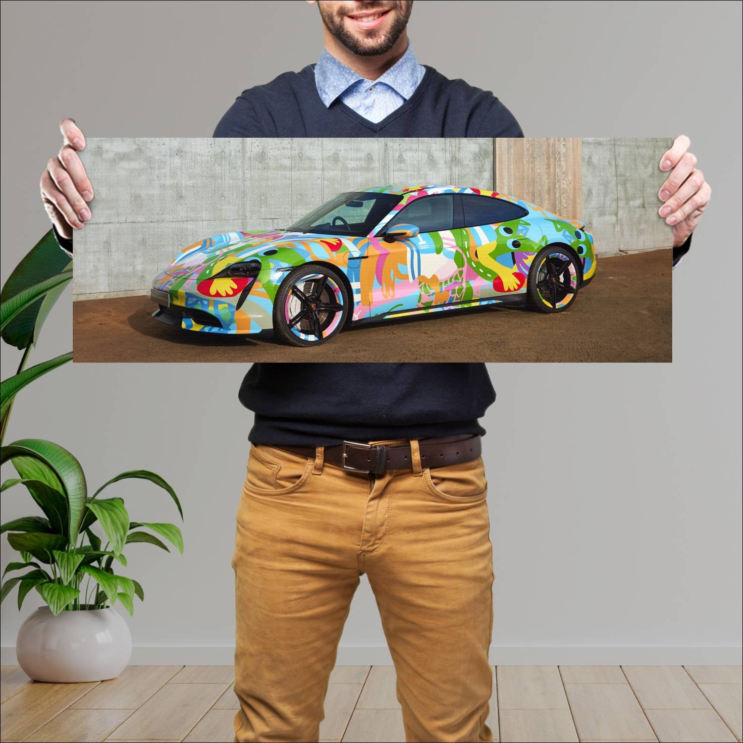 Cuadro grande 30x80cm 2021 porsche taycan turbo ar 503 Porsche