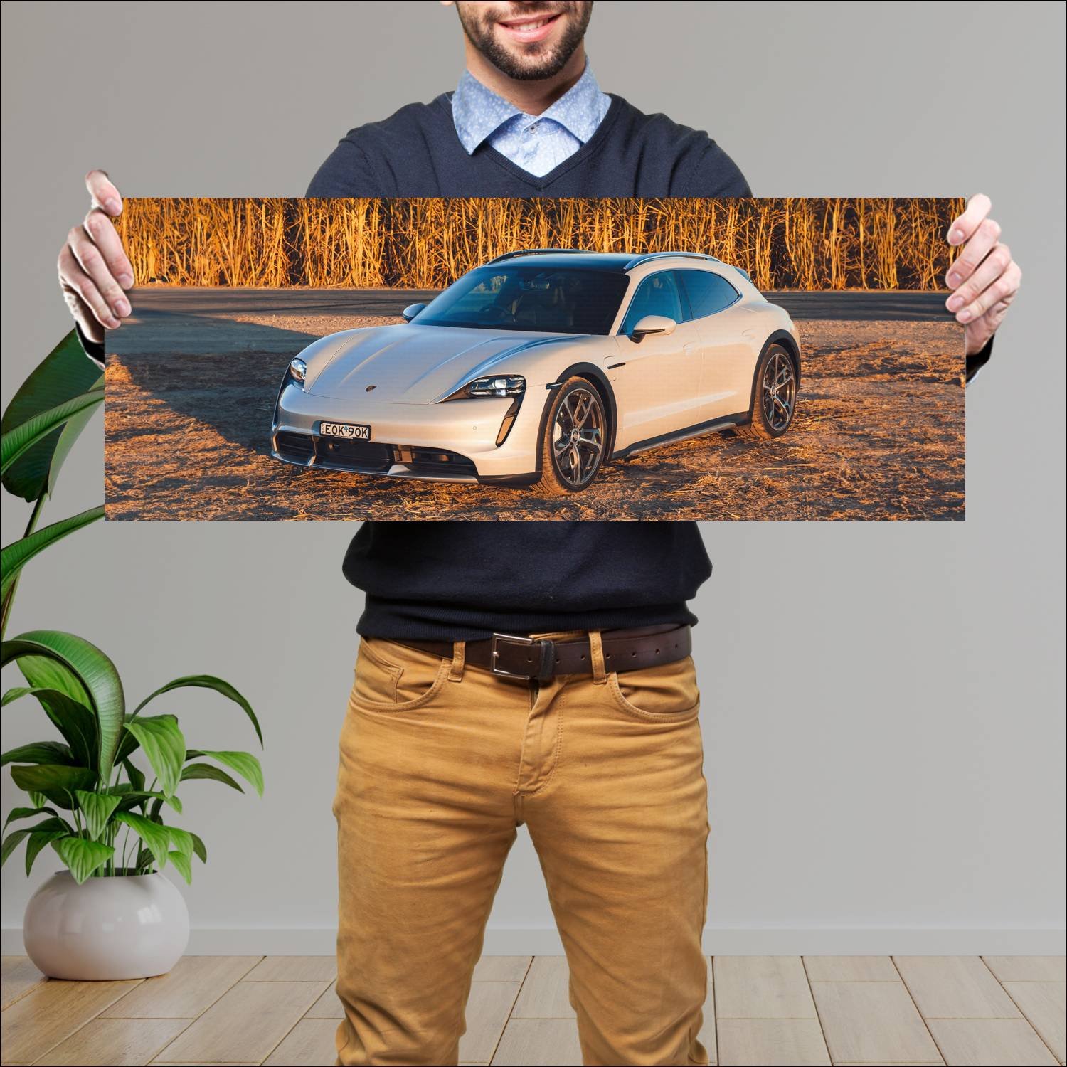 Cuadro grande 30x80cm 2021 porsche taycan turbo cr 504 Porsche