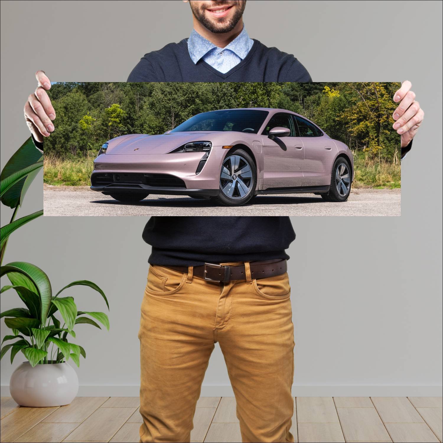 Cuadro grande 30x80cm 2021 porsche taycan us auto 507 Porsche