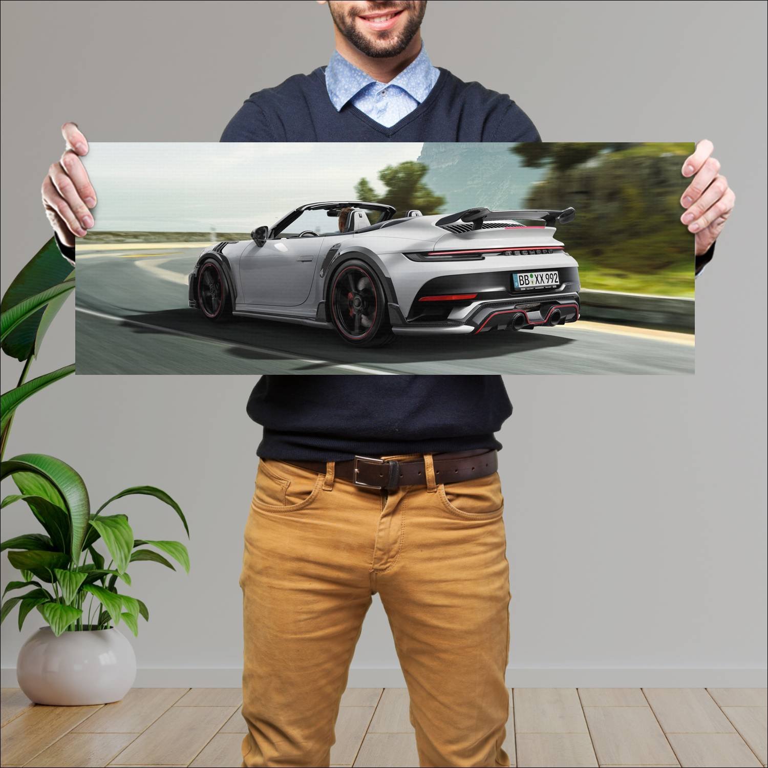 Cuadro grande 30x80cm 2021 techart gt street r cab 511 Porsche