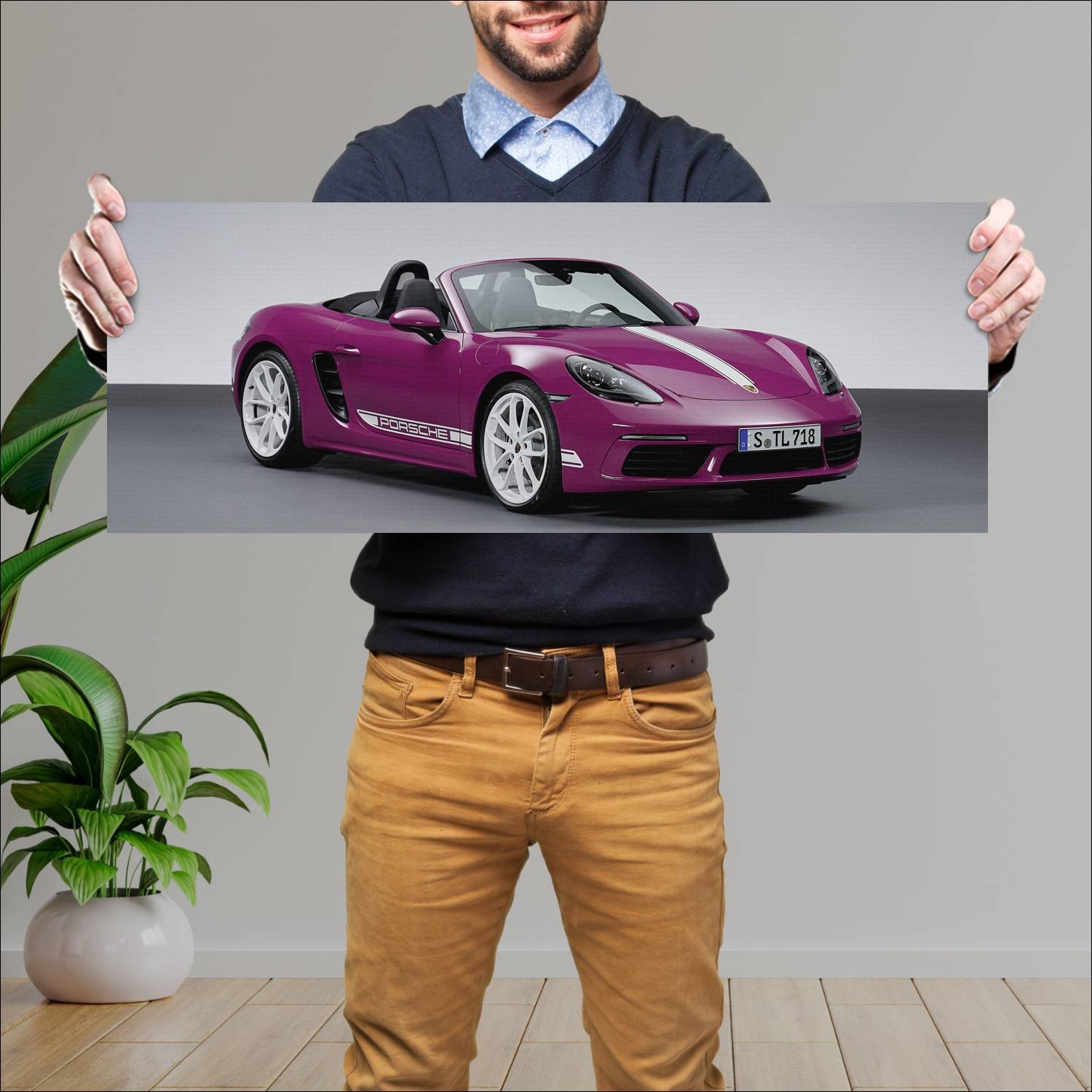 Cuadro grande 30x80cm 2022 porsche 718 boxster sty 521 Porsche