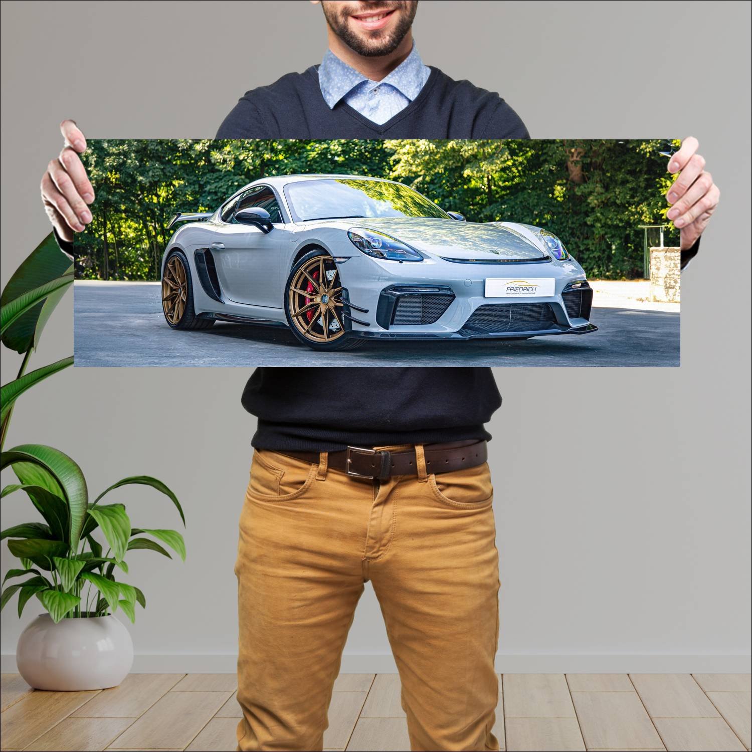 Cuadro grande 30x80cm 2022 porsche 718 cayman gt4 522 Porsche