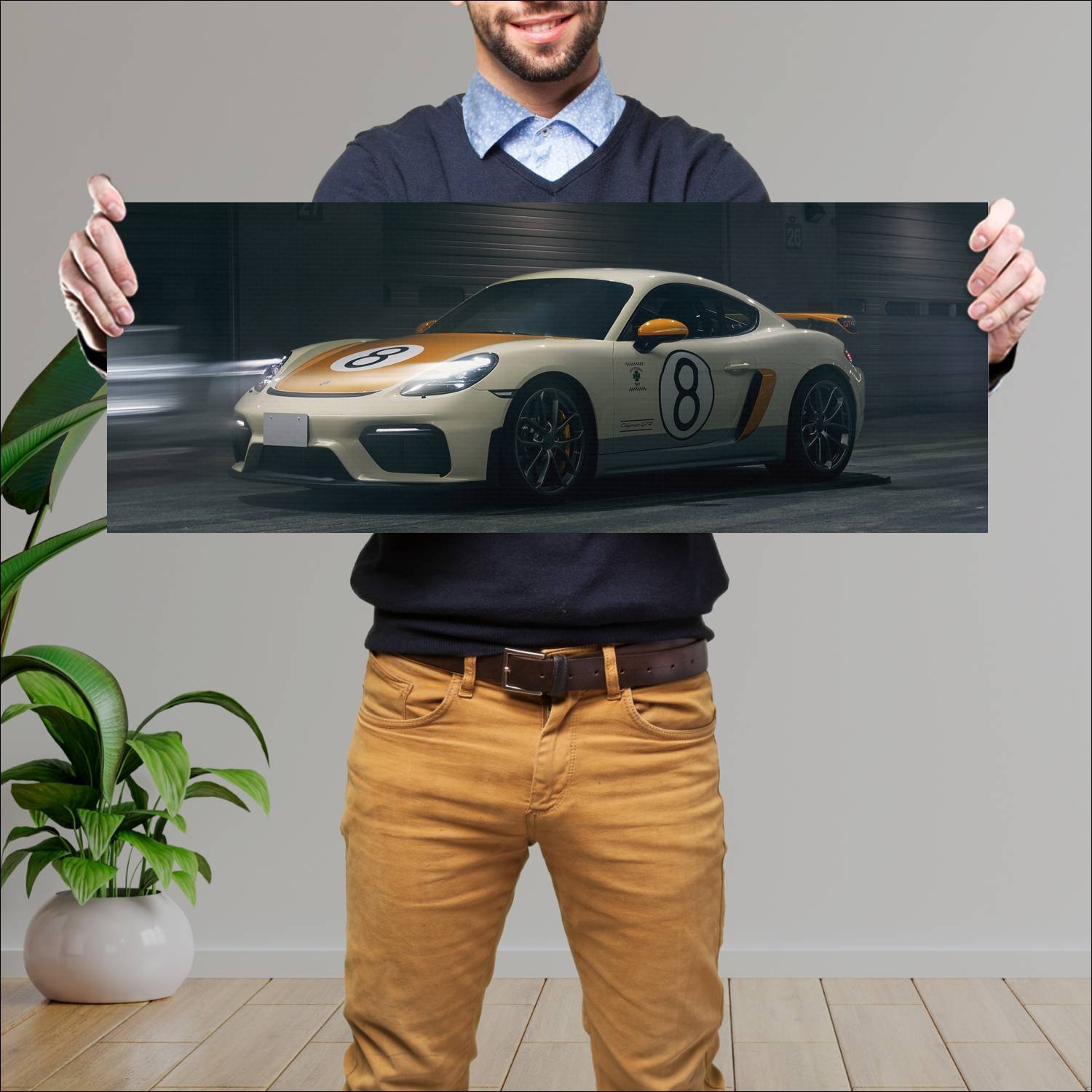Cuadro grande 30x80cm 2022 porsche 718 cayman gt4 527 Porsche