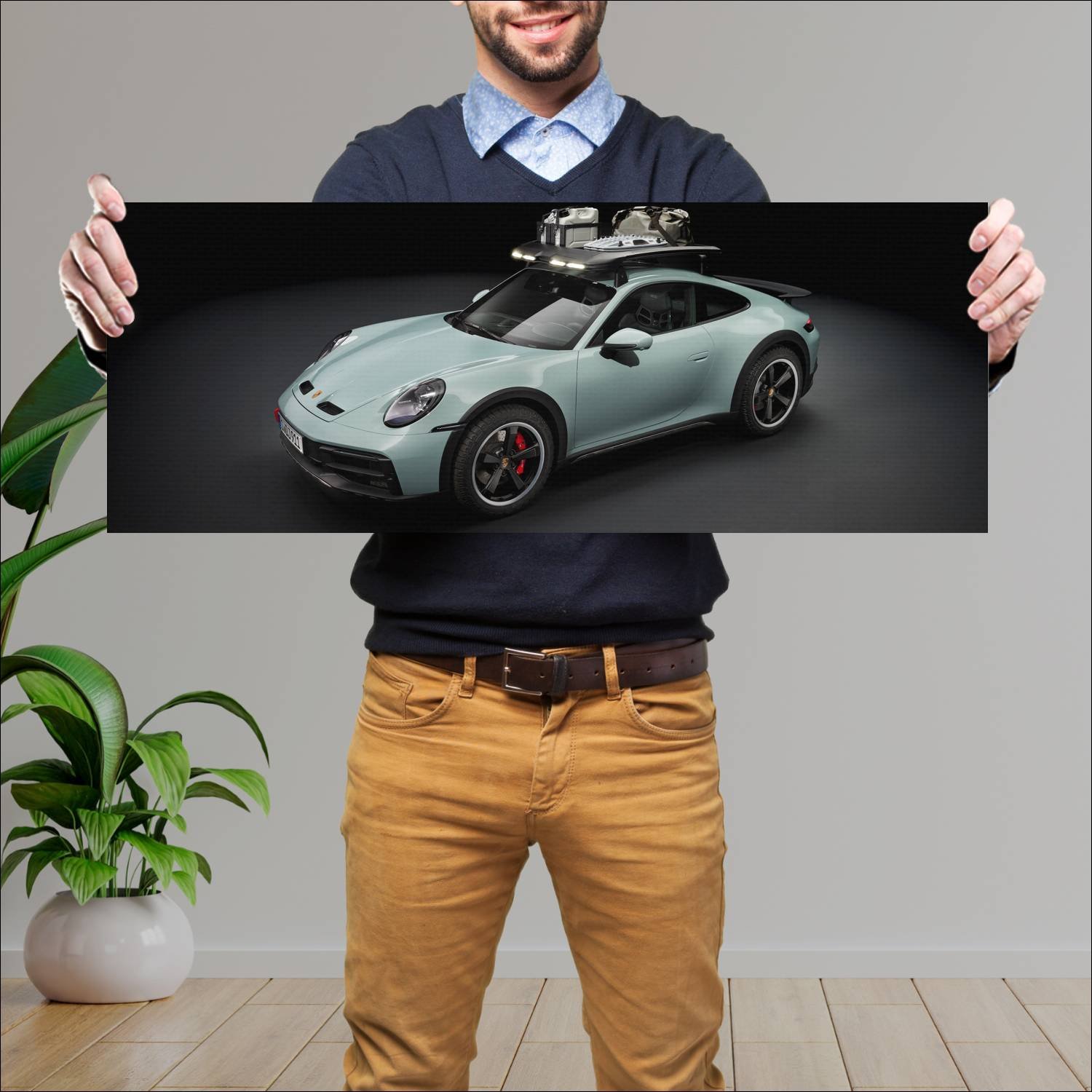 Cuadro grande 30x80cm 2022 porsche 911 dakar auto 540 Porsche