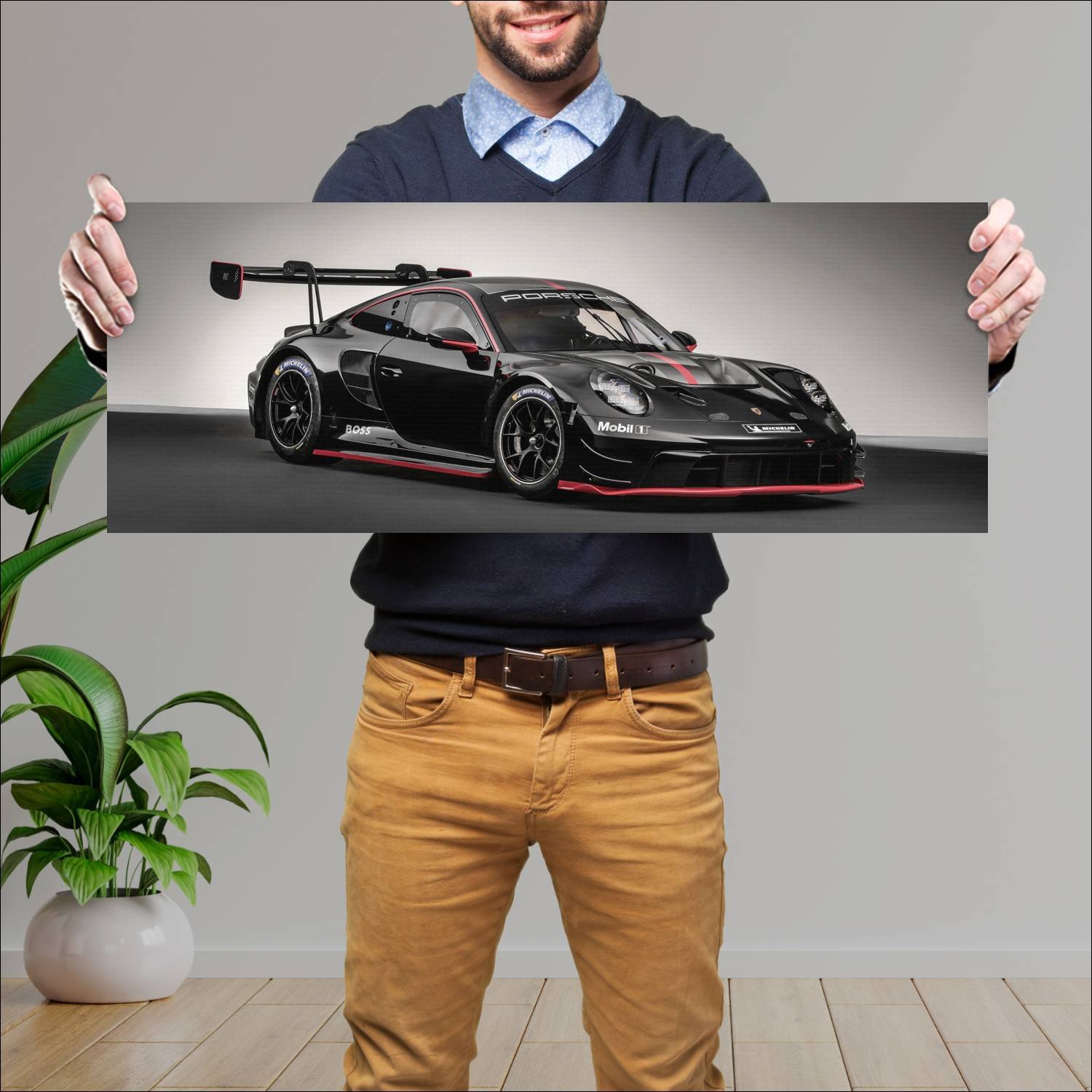 Cuadro grande 30x80cm 2022 porsche 911 gt3 r auto 545 Porsche
