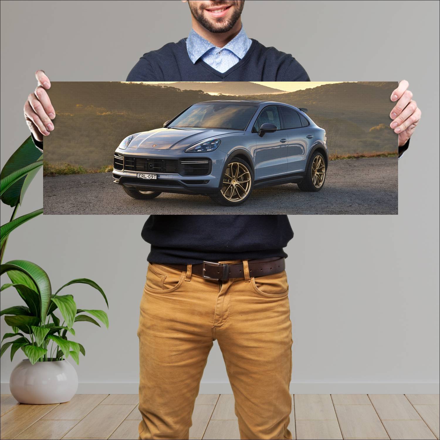 Cuadro grande 30x80cm 2022 porsche cayenne turbo g 568 Porsche