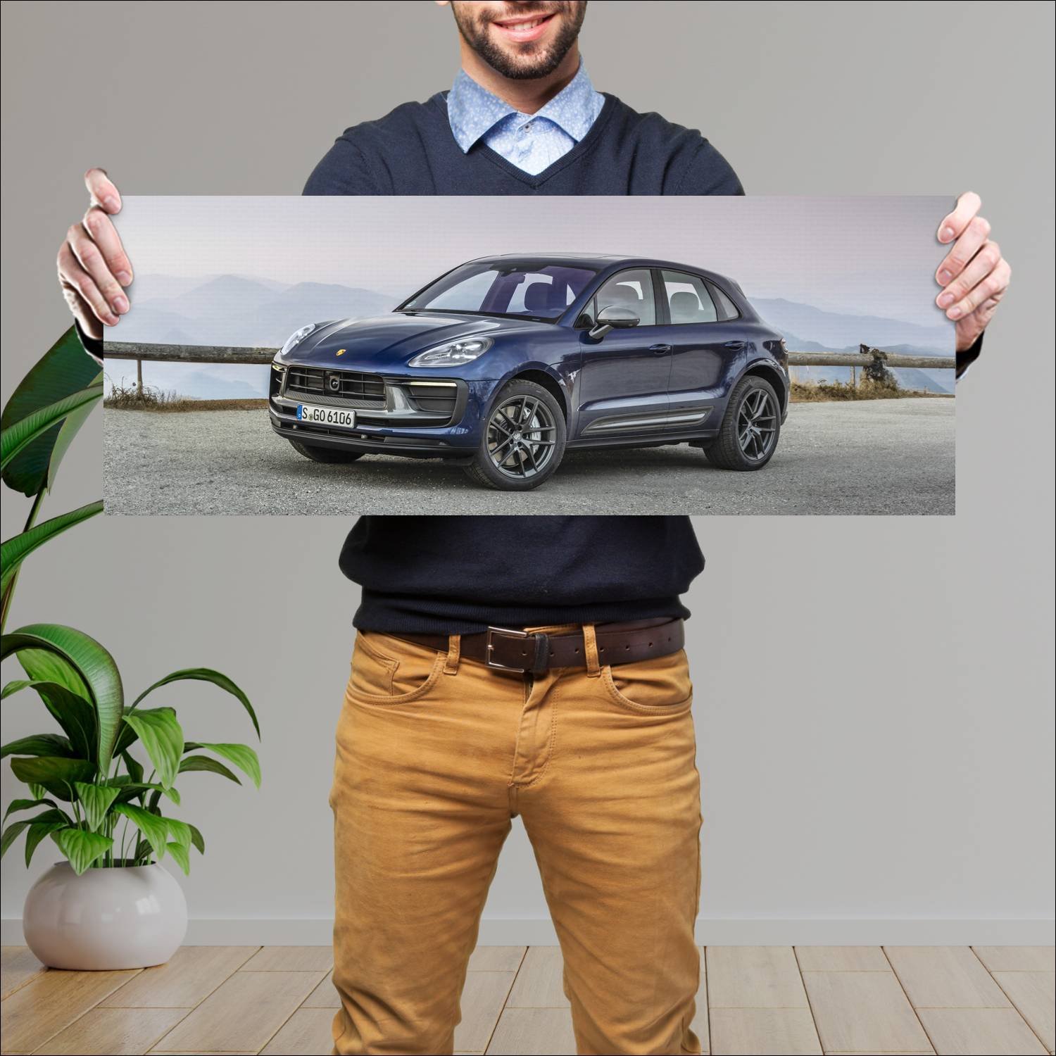 Cuadro grande 30x80cm 2022 porsche macan t auto 570 Porsche