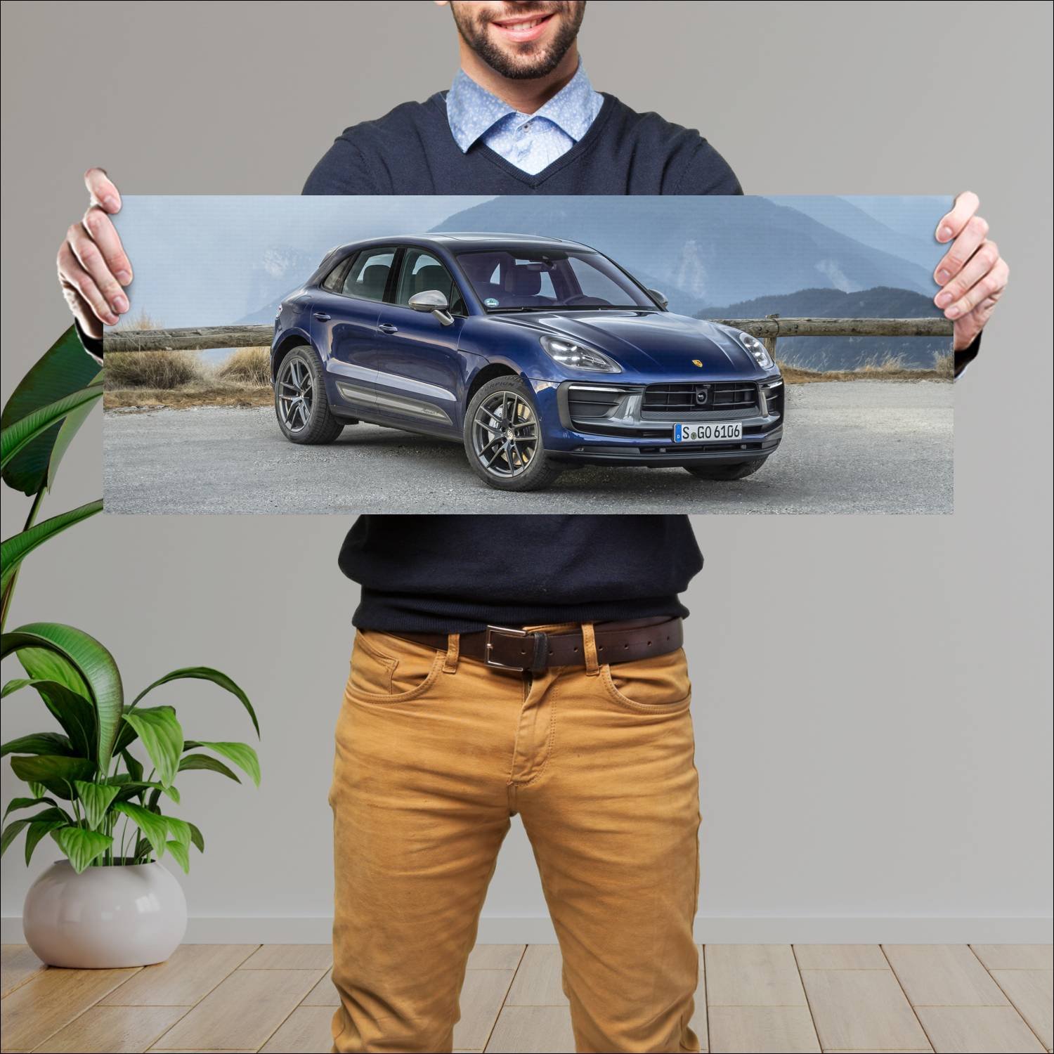 Cuadro grande 30x80cm 2022 porsche macan t auto 571 Porsche