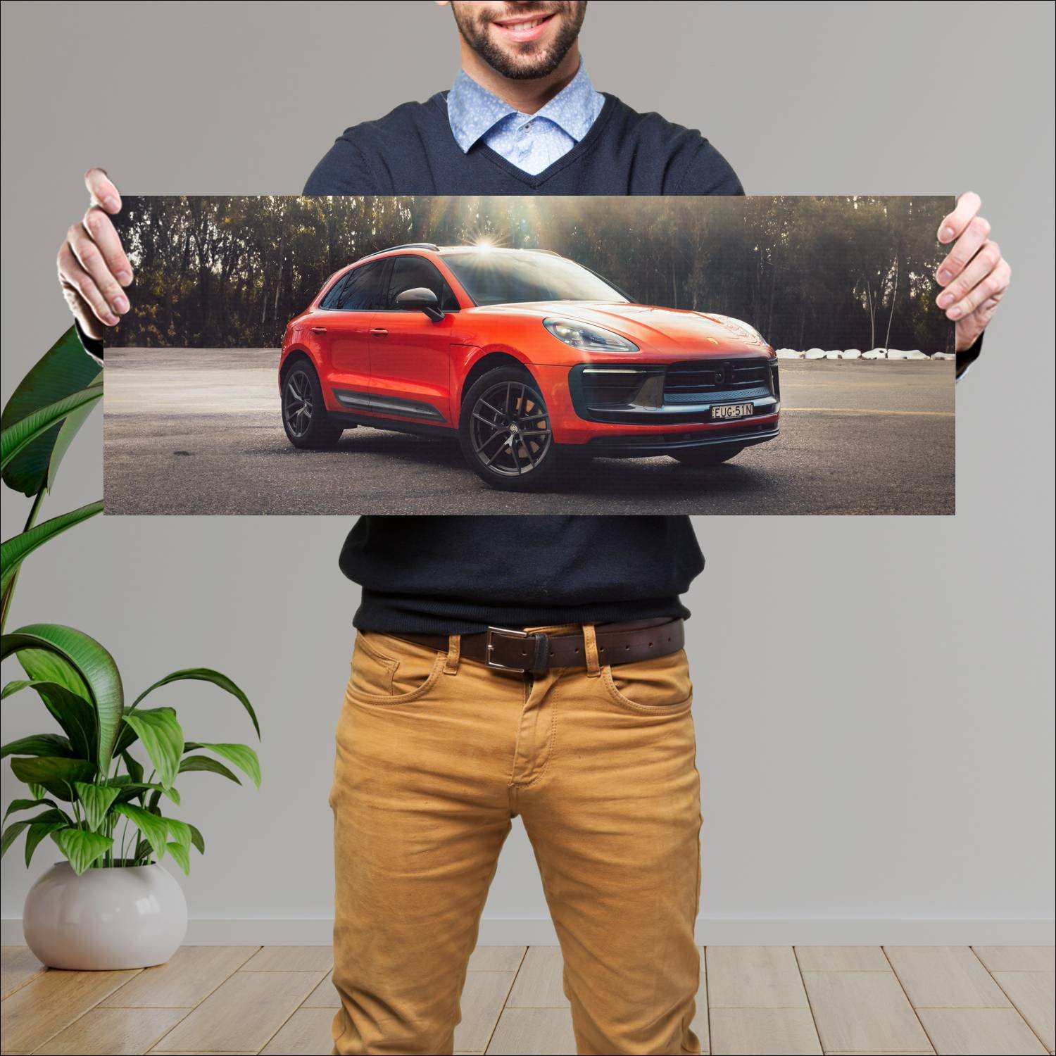 Cuadro grande 30x80cm 2022 porsche macan t au Porsche