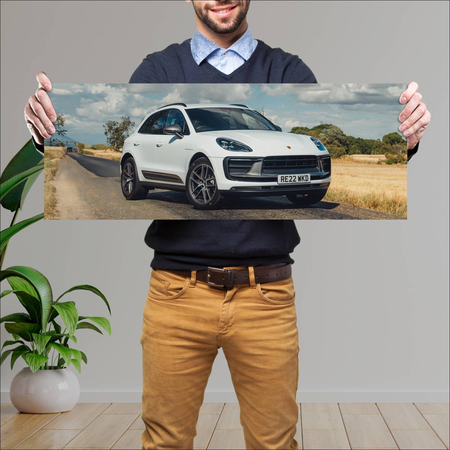 Cuadro grande 30x80cm 2022 porsche macan t uk Porsche