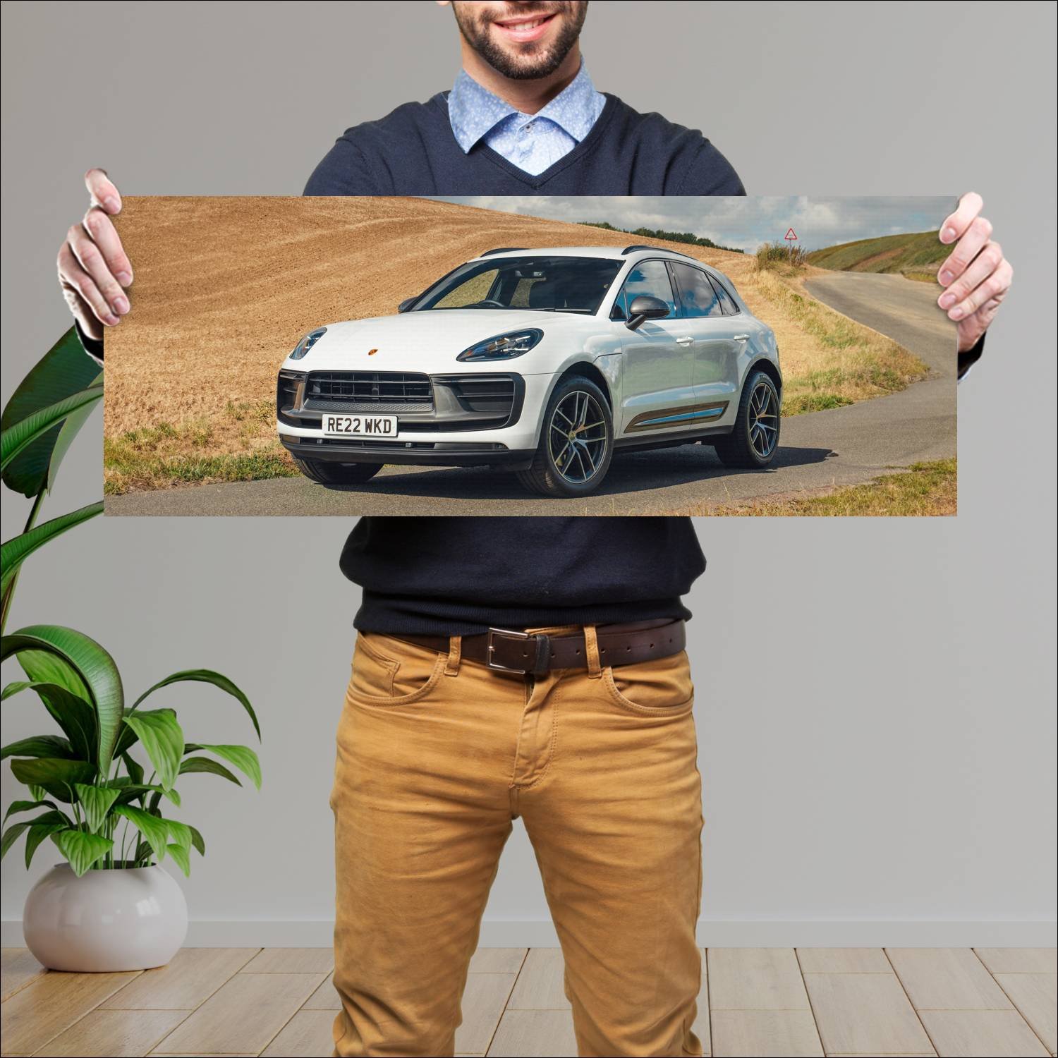 Cuadro grande 30x80cm 2022 porsche macan t uk Porsche