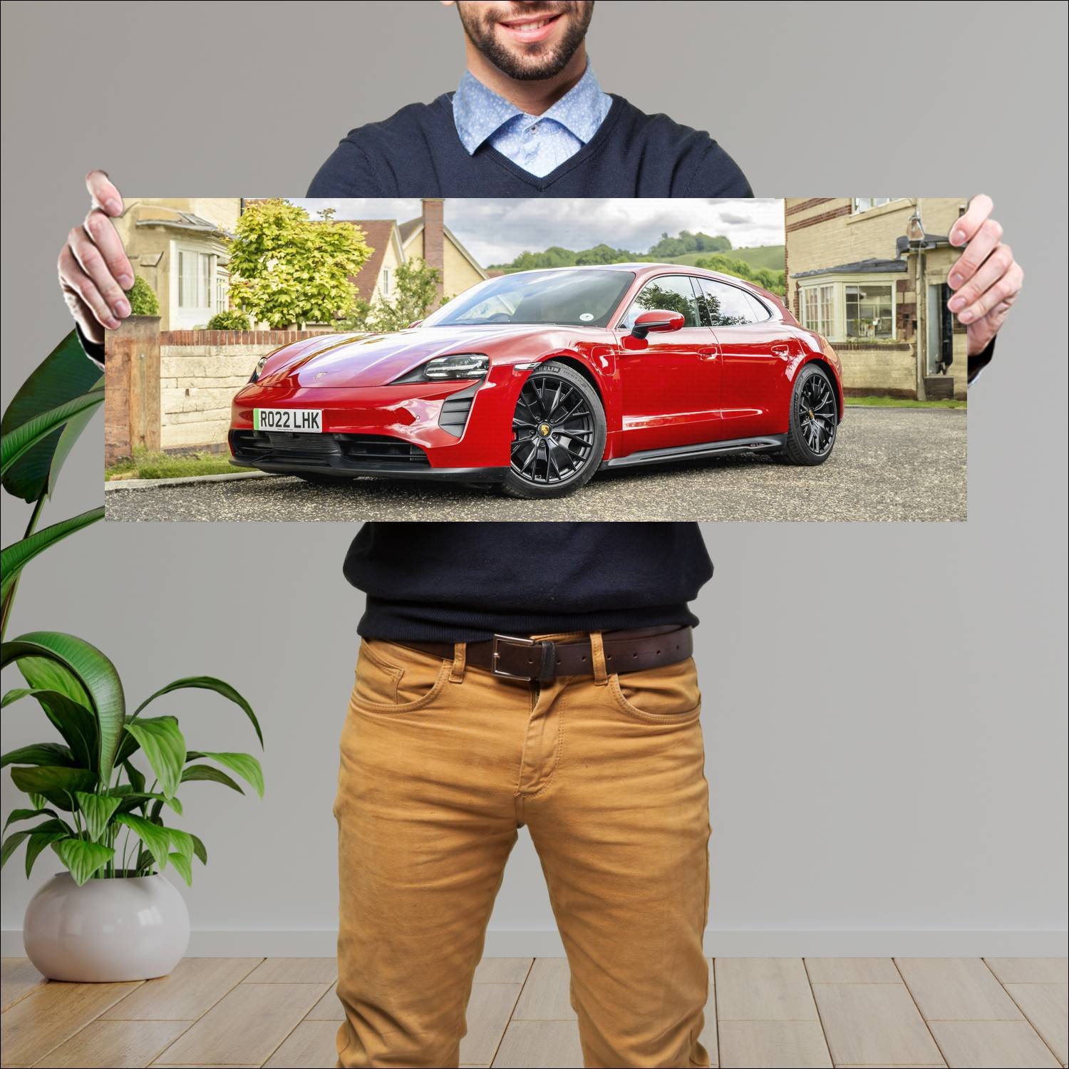 Cuadro grande 30x80cm 2022 porsche taycan gts spor 578 Porsche