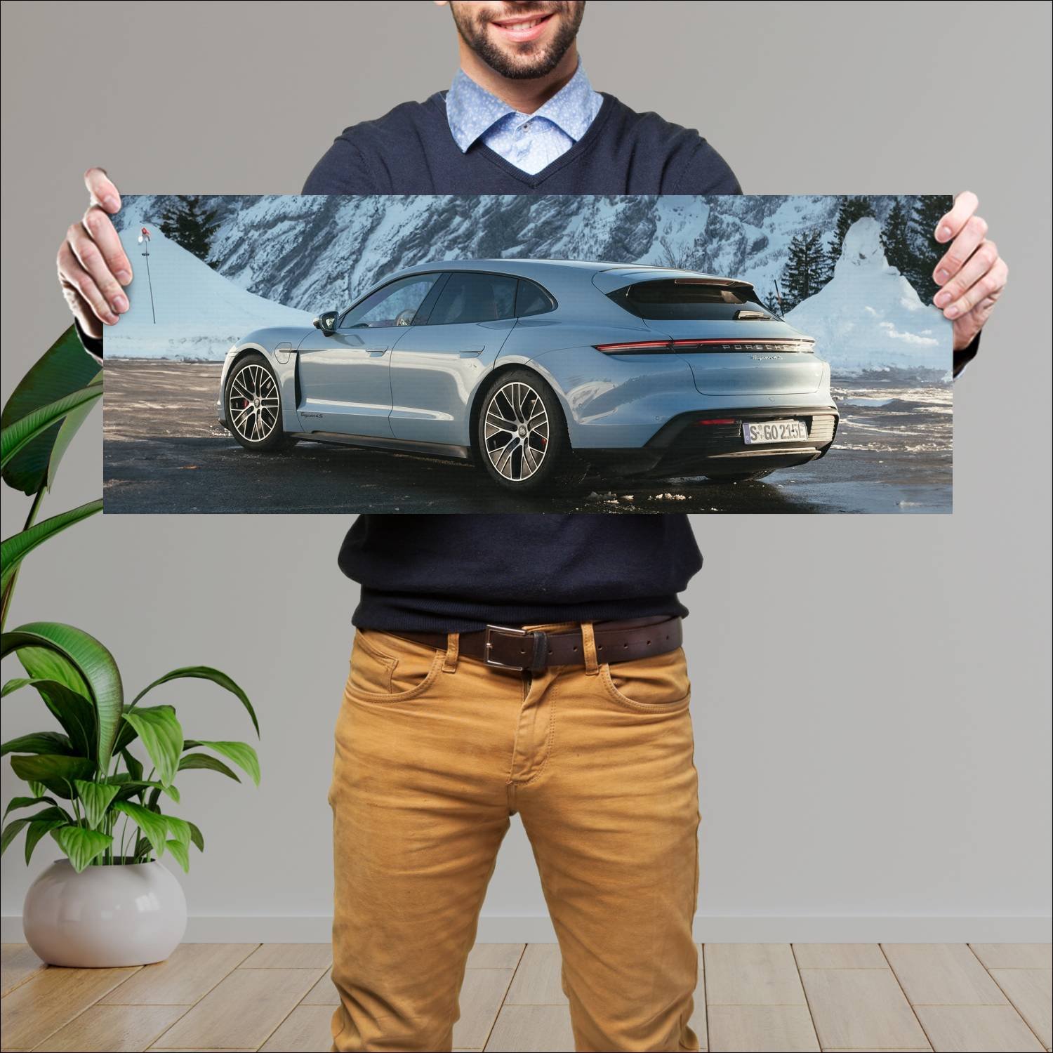 Cuadro grande 30x80cm 2022 porsche taycan s sport 580 Porsche