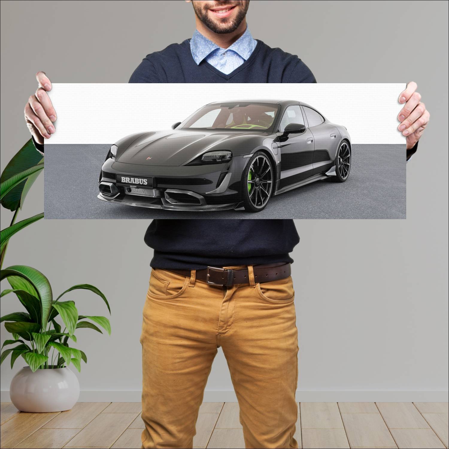 Cuadro grande 30x80cm 2022 porsche taycan turbo s 582 Porsche