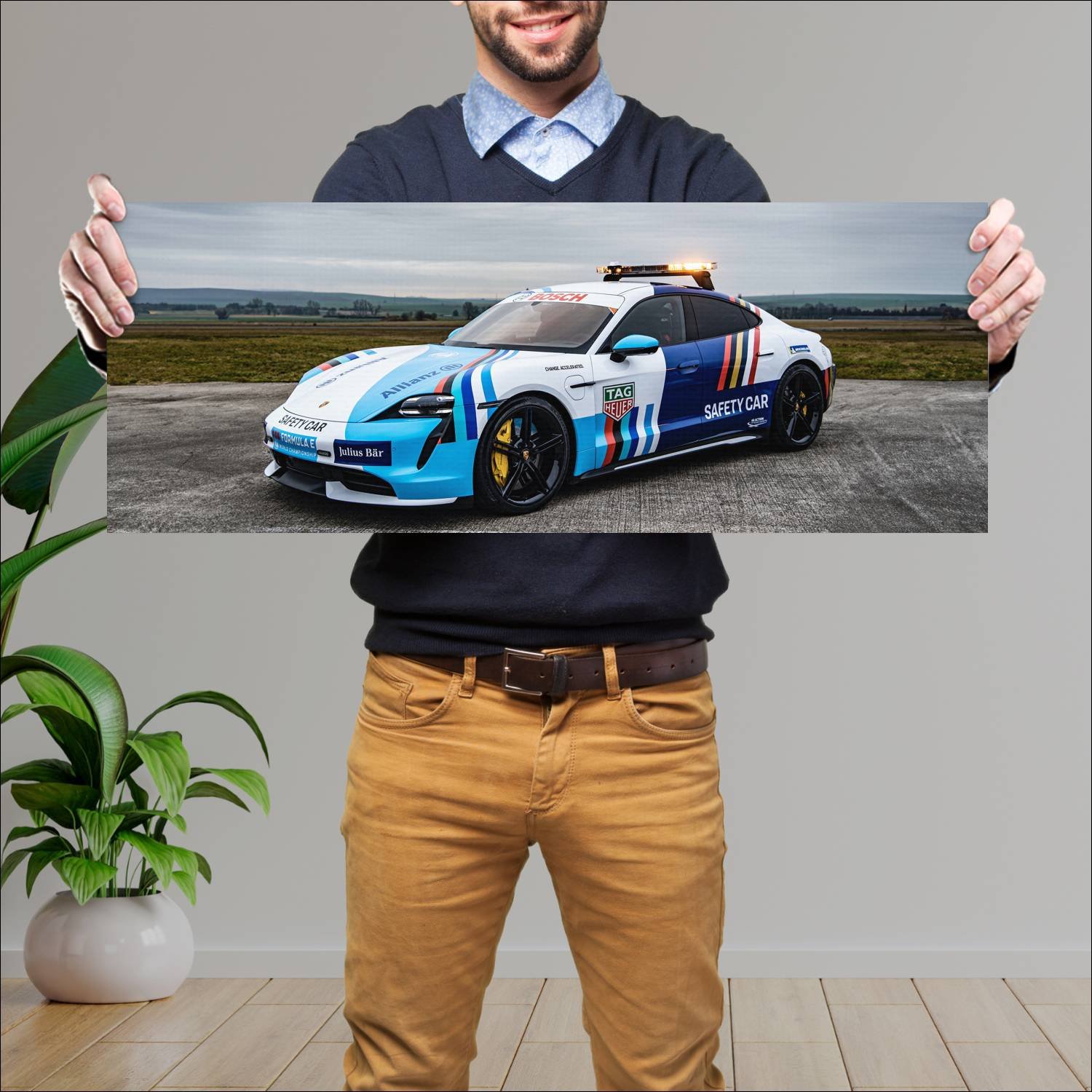 Cuadro grande 30x80cm 2022 porsche taycan turbo s 586 Porsche