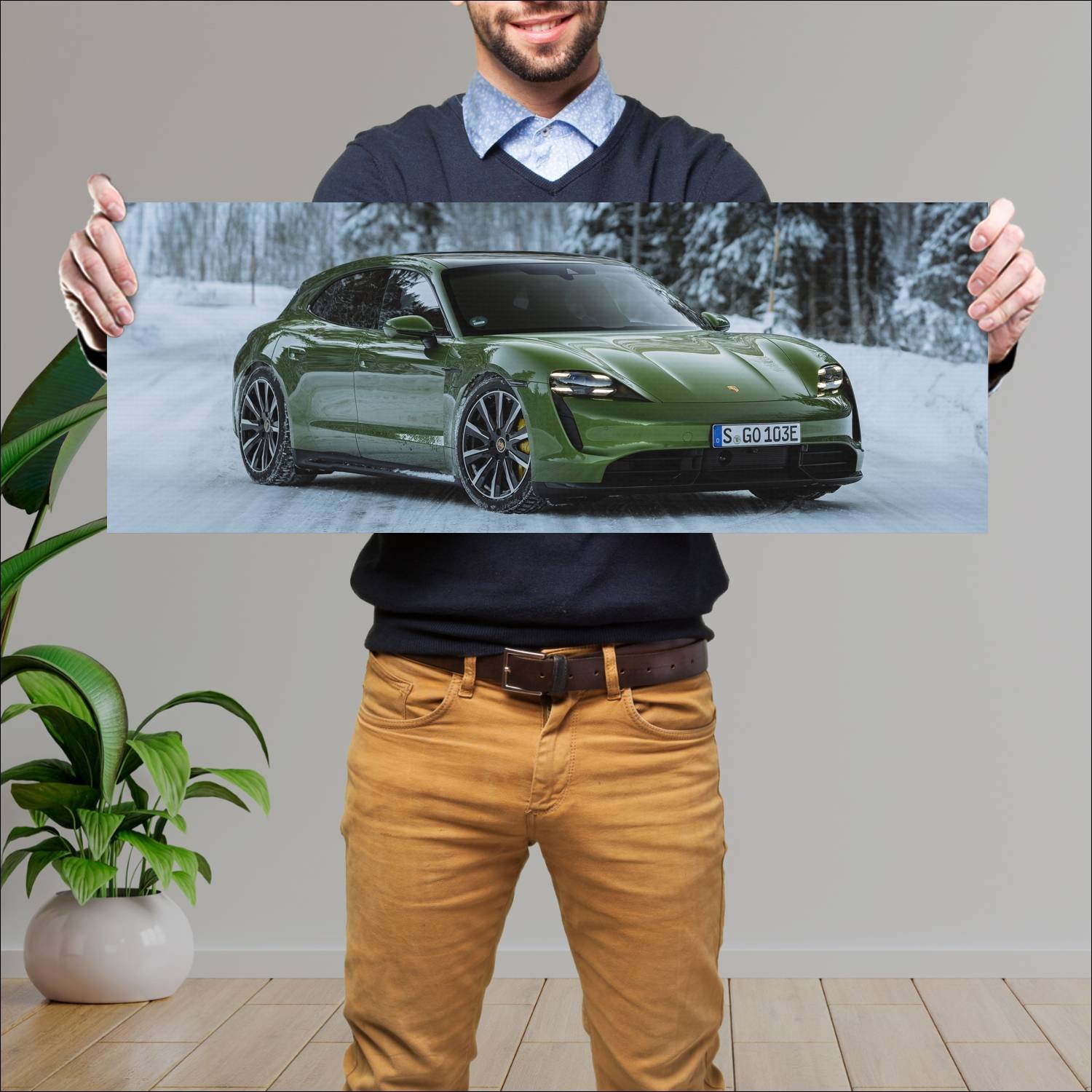 Cuadro grande 30x80cm 2022 porsche taycan turbo s 587 Porsche