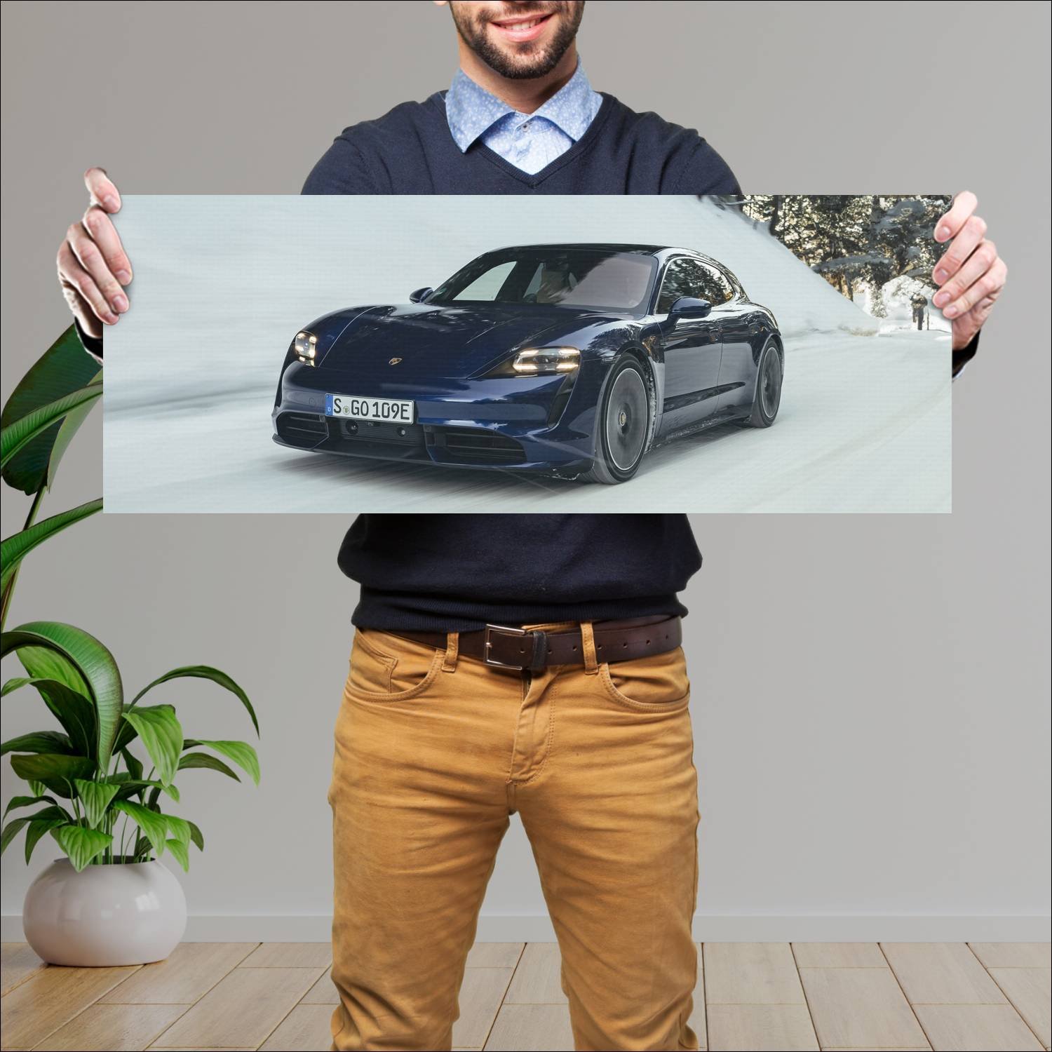 Cuadro grande 30x80cm 2022 porsche taycan turbo sp 588 Porsche