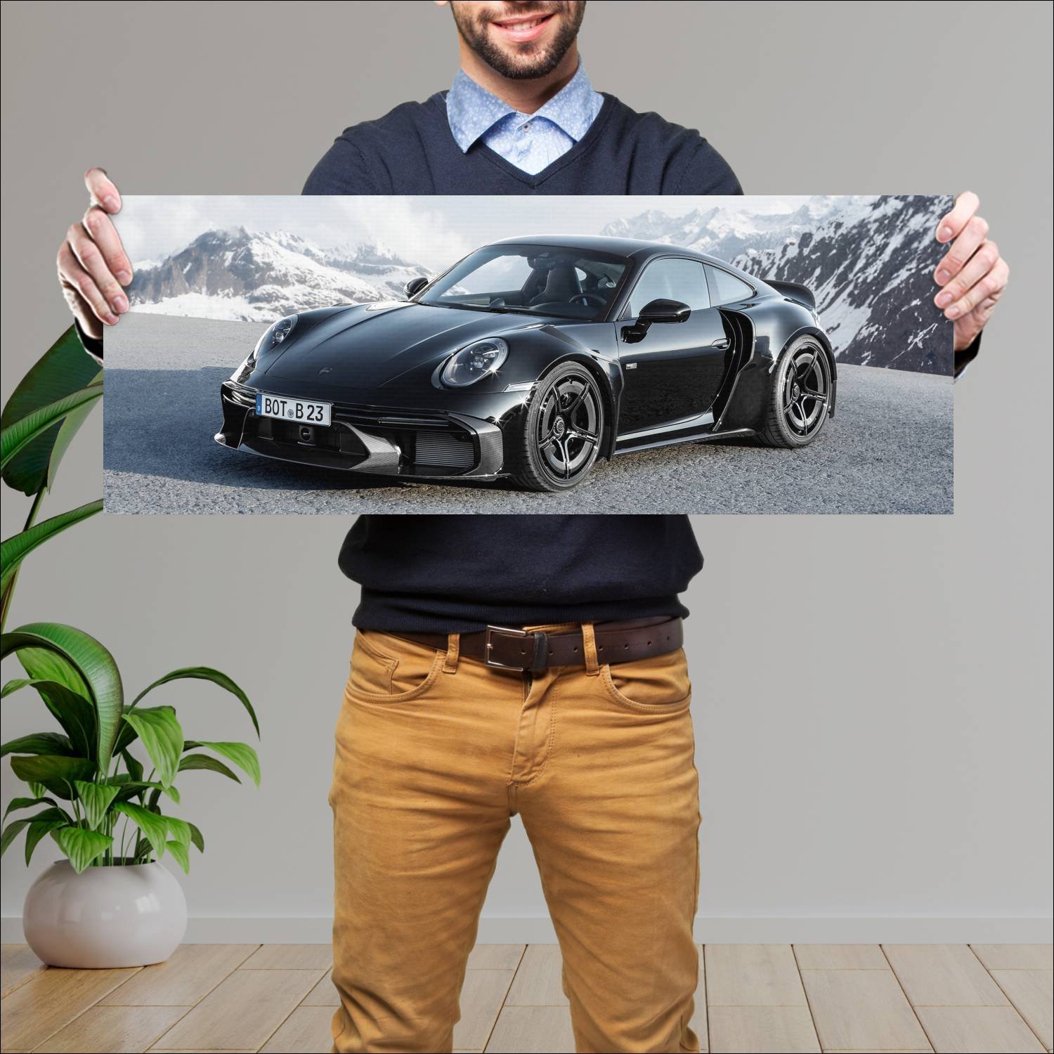 Cuadro grande 30x80cm 2023 brabus 900 rocket r 1 o 595 Porsche