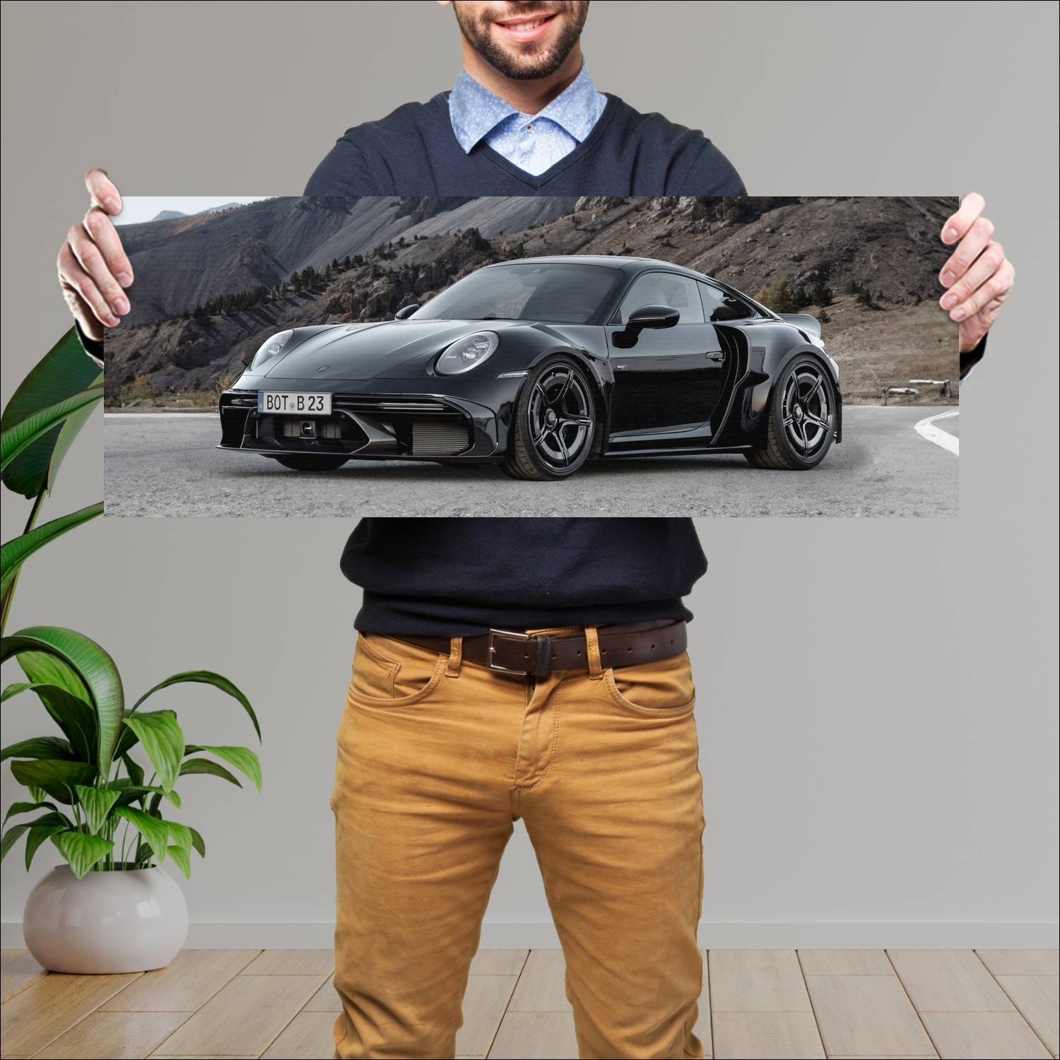 Cuadro grande 30x80cm 2023 brabus 900 rocket r 1 o 596 Porsche